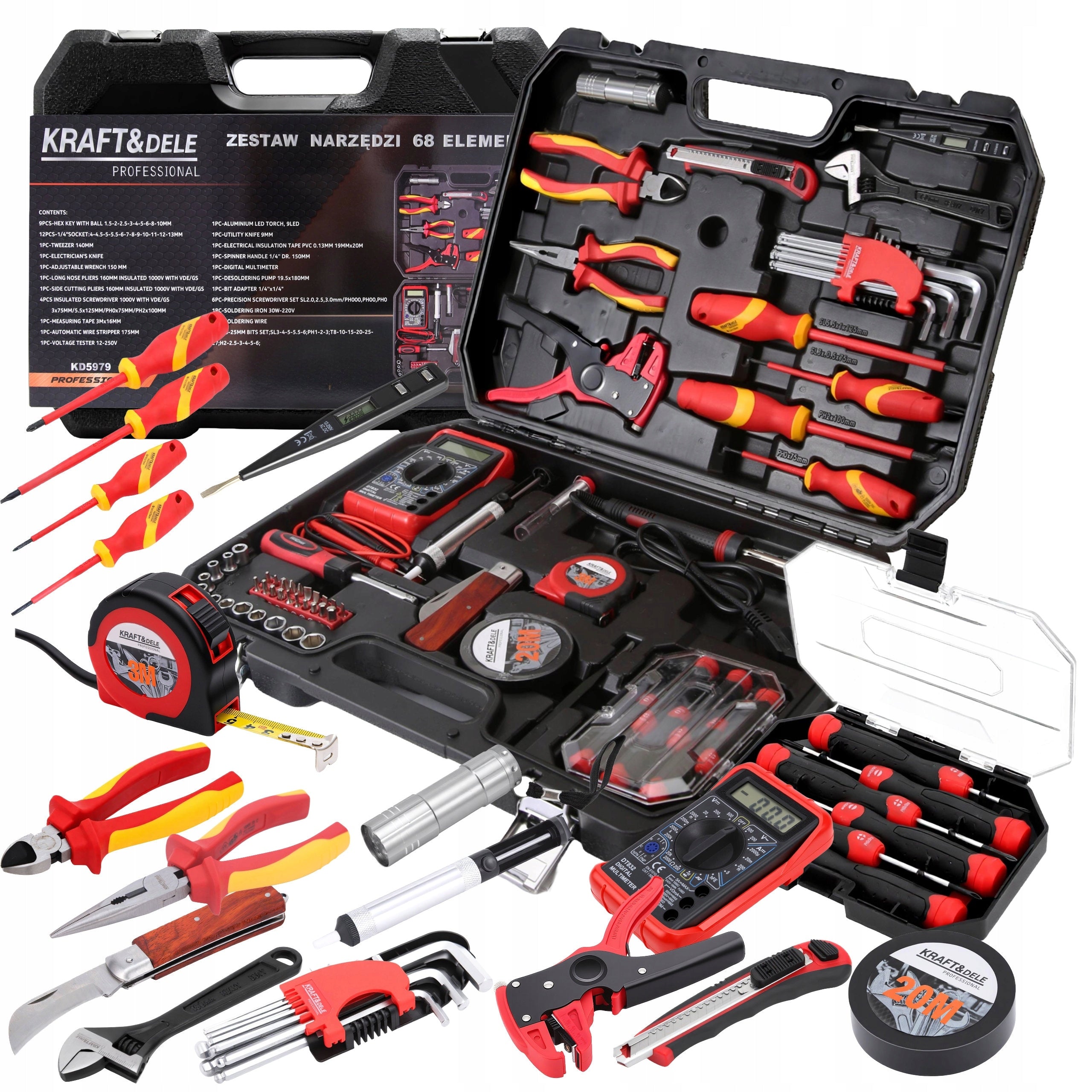 TOOL SET SUITCASE SET 1000V VDE MULTIMETER PLIERS KEYS MEASURE