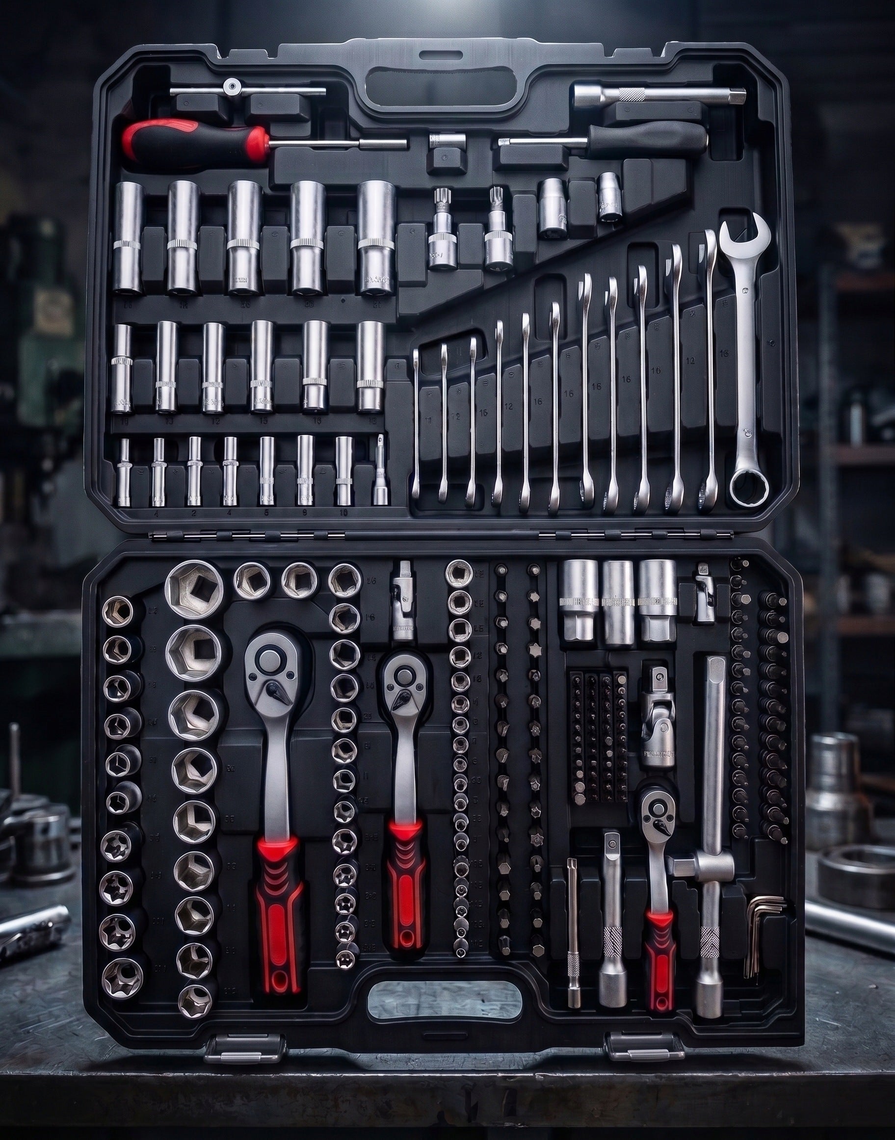 TOOL SOCKET WRENCH SET TOOL CASE KEYS 1/4 3/8 1/2 222EL Brand Vorfal