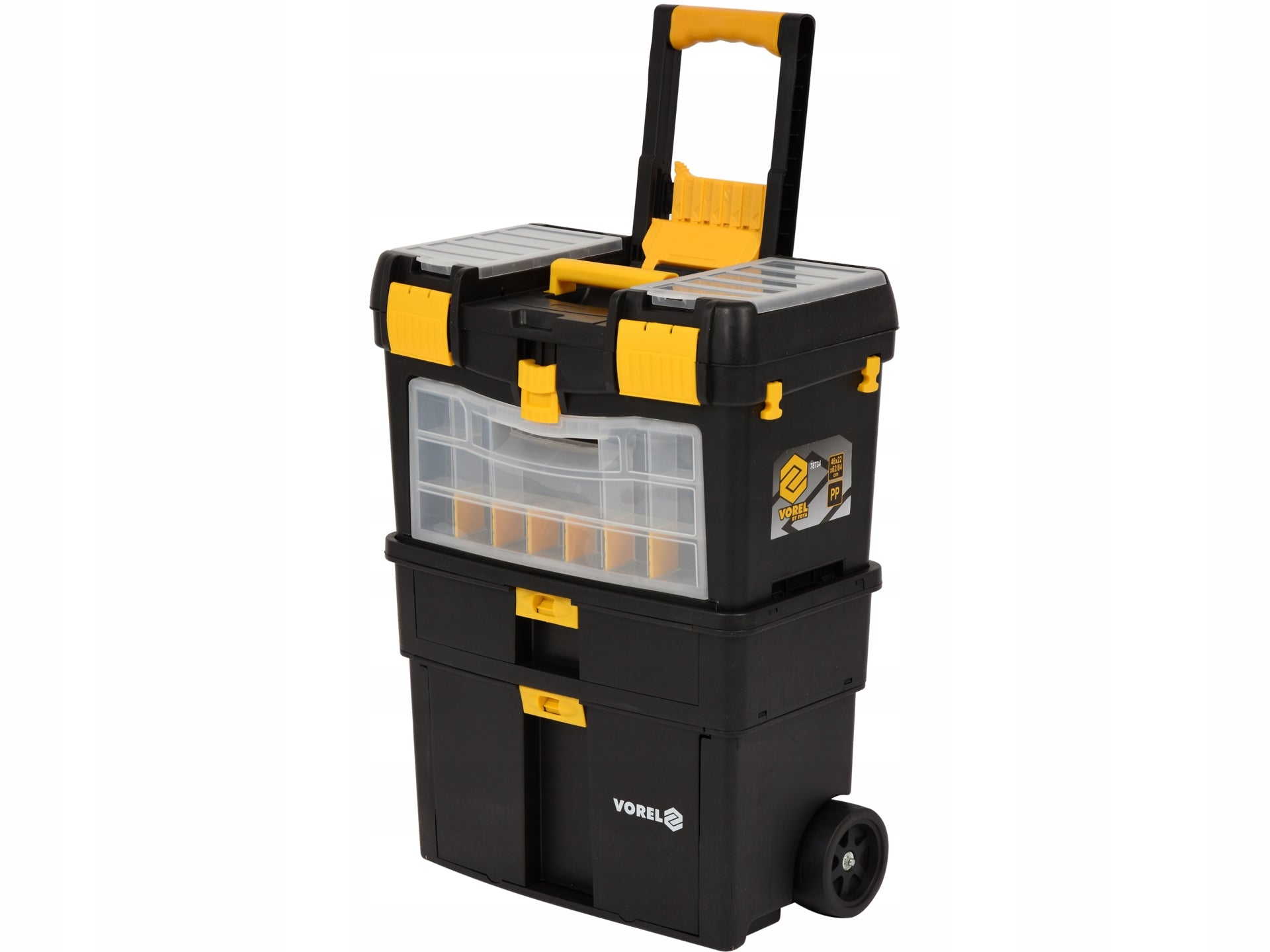 TOOL TROLLEY CABINET BOX ON WHEELS HOLDER 3MODULES ORGANIZER VOREL Accessories included no