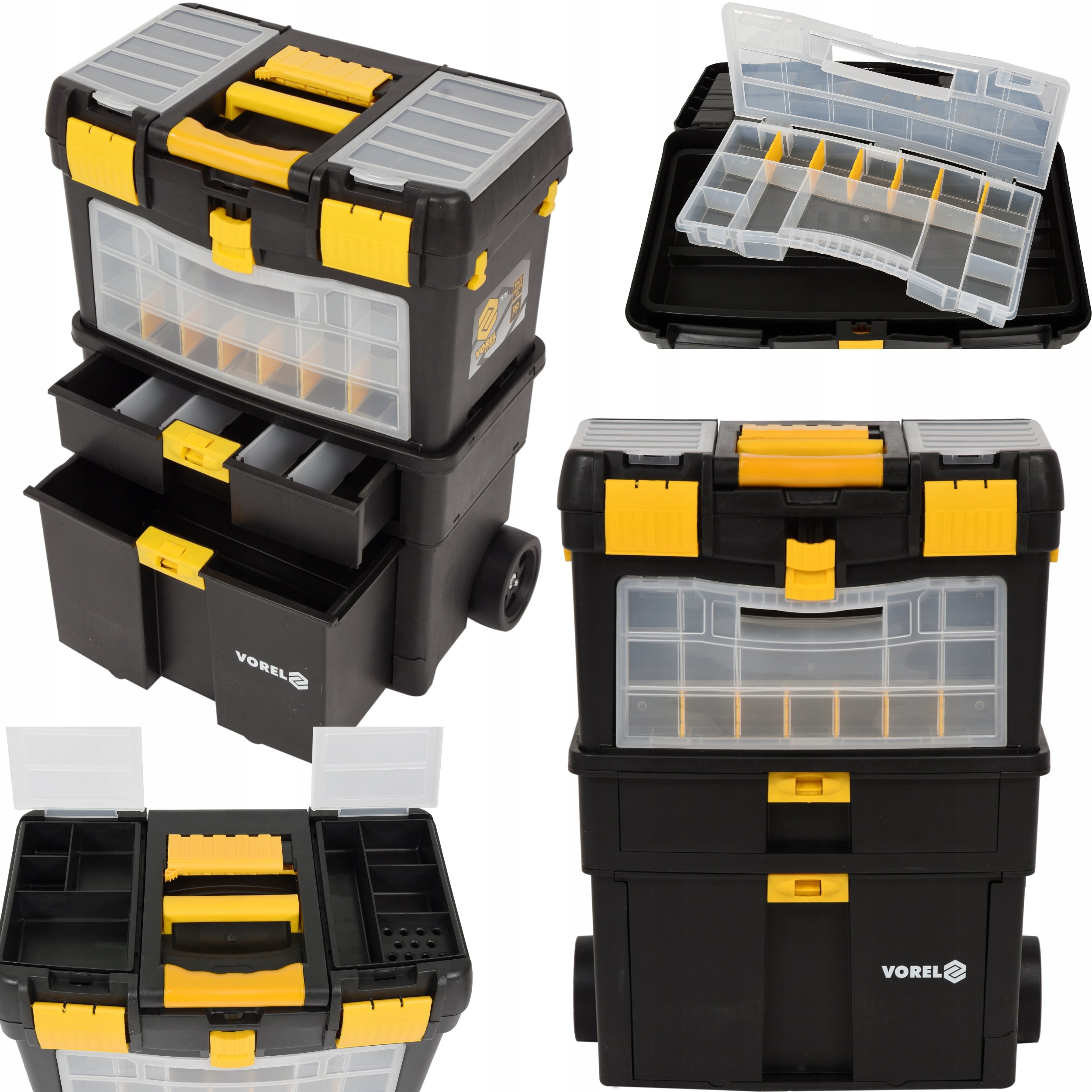 TOOL TROLLEY CABINET BOX ON WHEELS HOLDER 3MODULES ORGANIZER VOREL