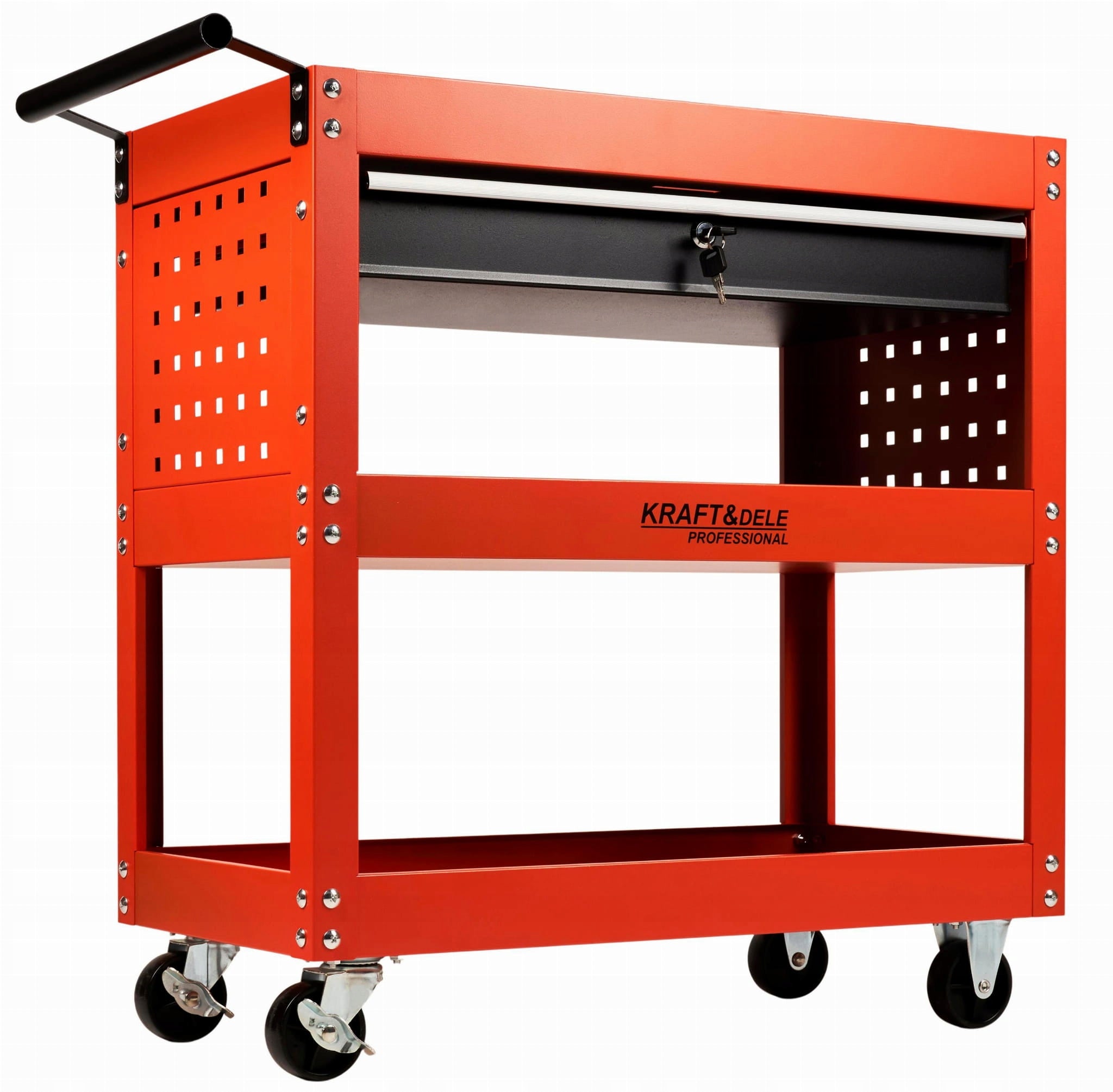 TOOL TROLLEY CABINET WHEELS 3 SHELVES KEY DRAWER Manufacturer code KD366 KRAFT&DELE