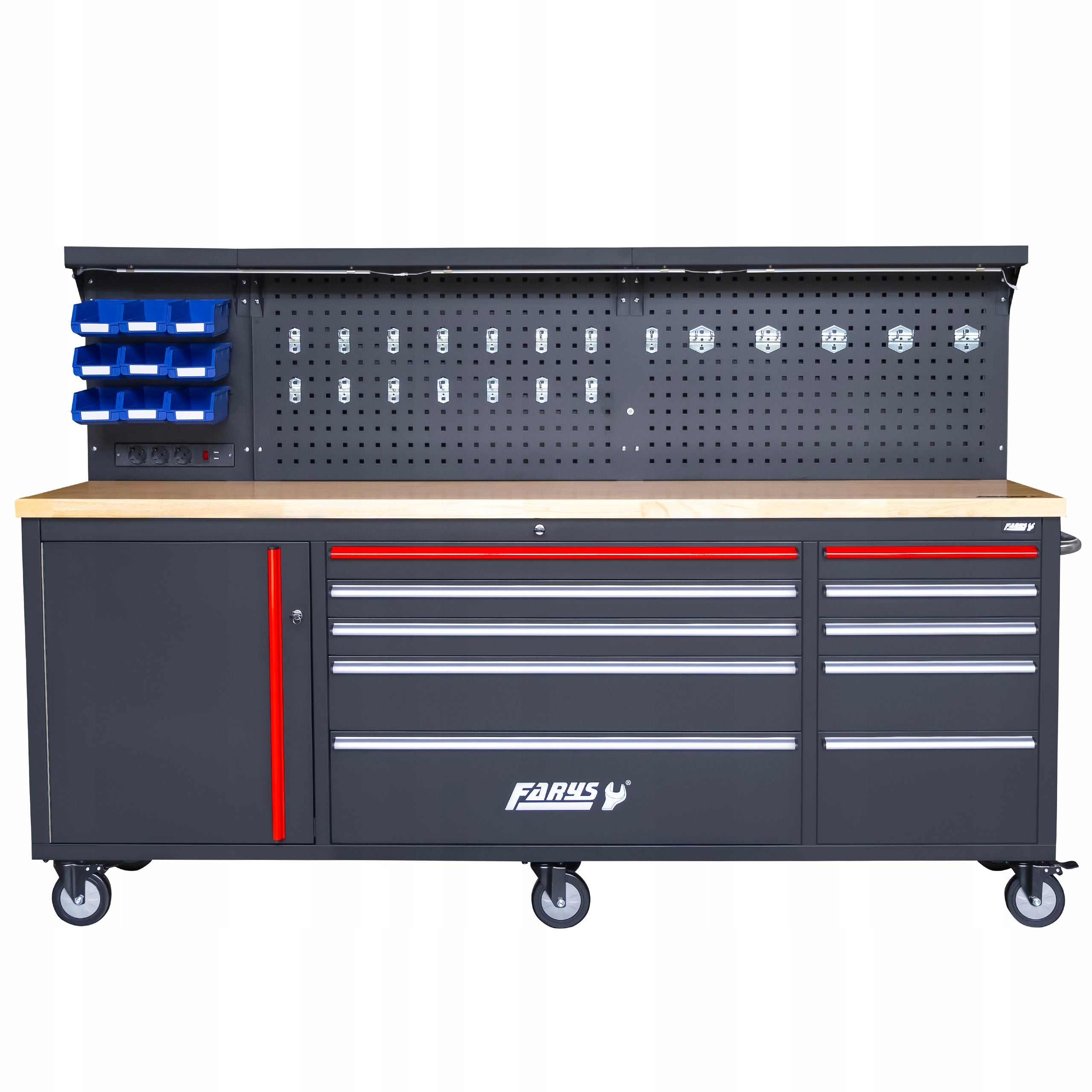 TOOL TROLLEY CABINET WORKBENCH XXL ON WHEELS LED +HOOKS FARYS Manufacturer code FR4086