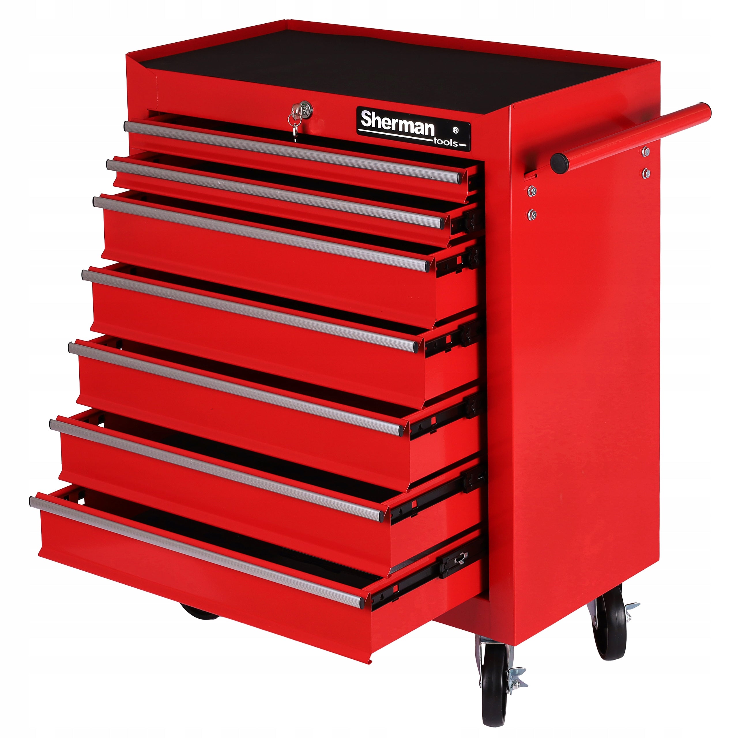 TOOL TROLLEY METAL WORKSHOP CABINET on wheels Sherman 7 DRAWERS Brand Sherman