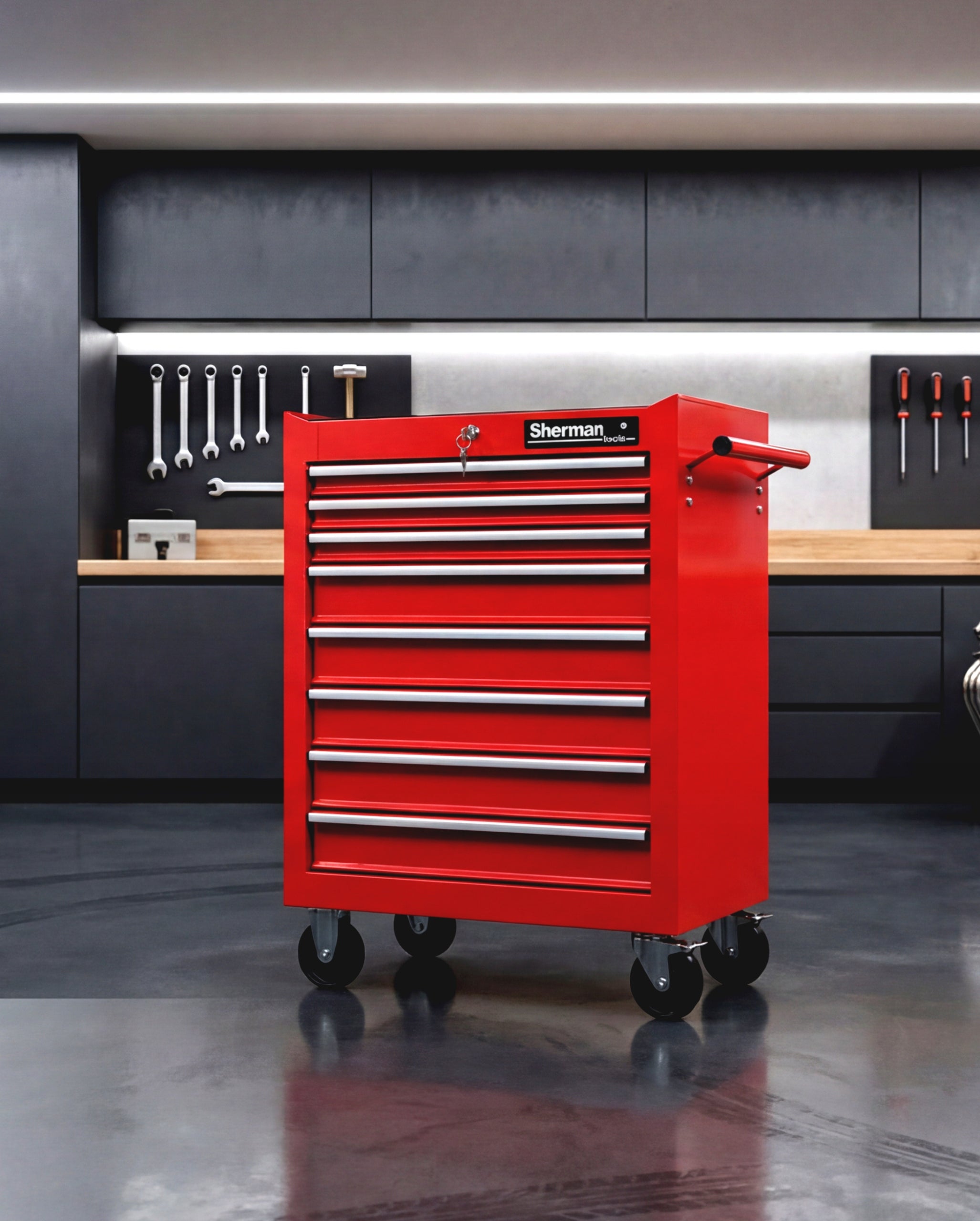 TOOL TROLLEY METAL WORKSHOP CABINET on wheels Sherman 7 DRAWERS Manufacturer code 7811543