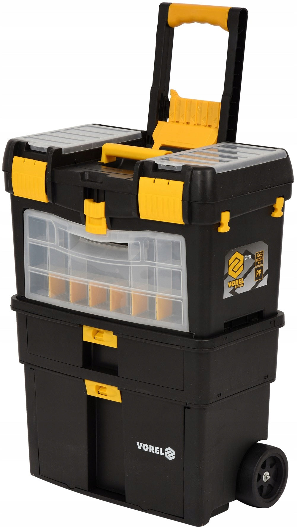 TOOL TROLLEY Vorel 3 Segment Box on Wheels Organizer
