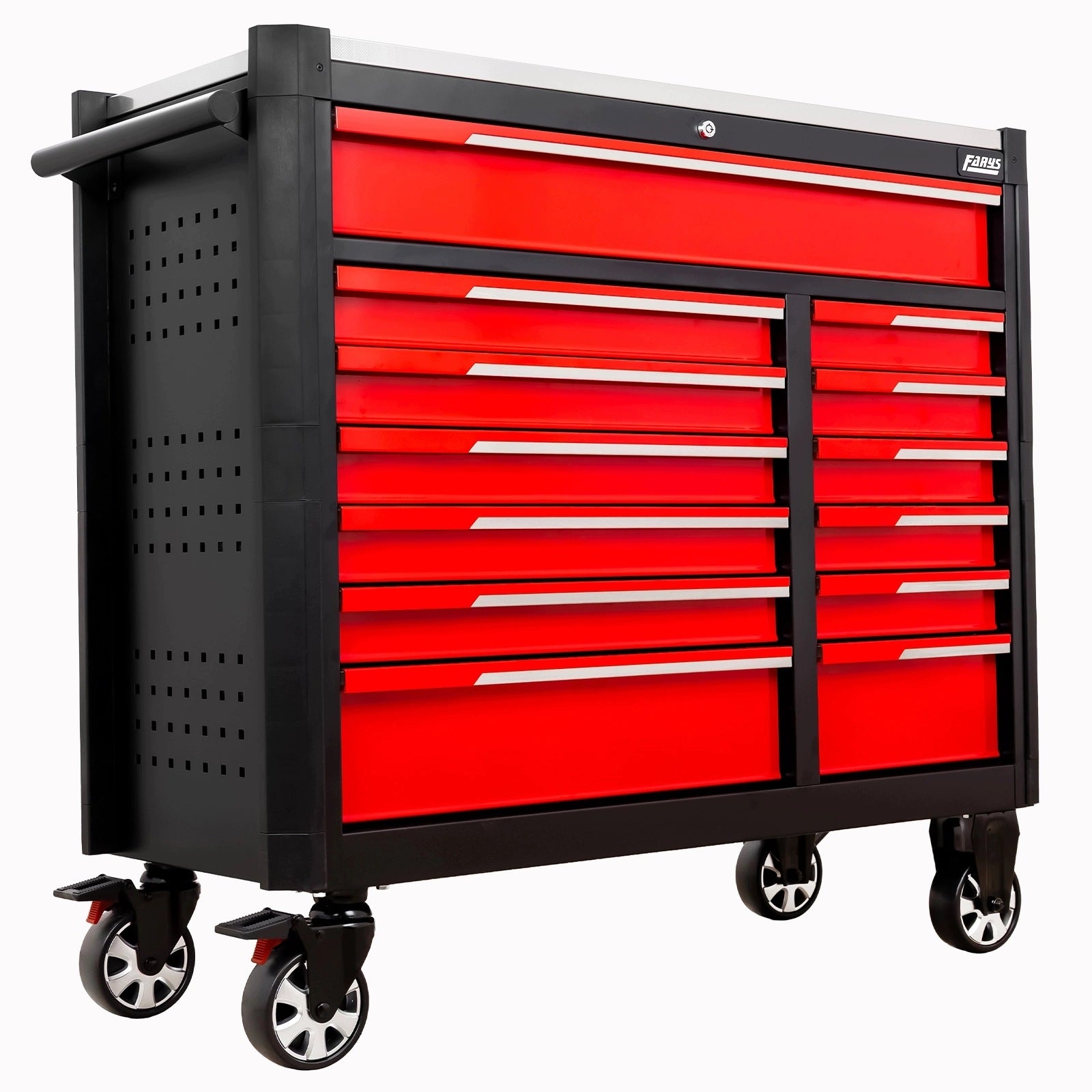 TOOL TROLLEY WORKSHOP CABINET ON WHEELS MOBILE 13 DRAWERS BRAKE