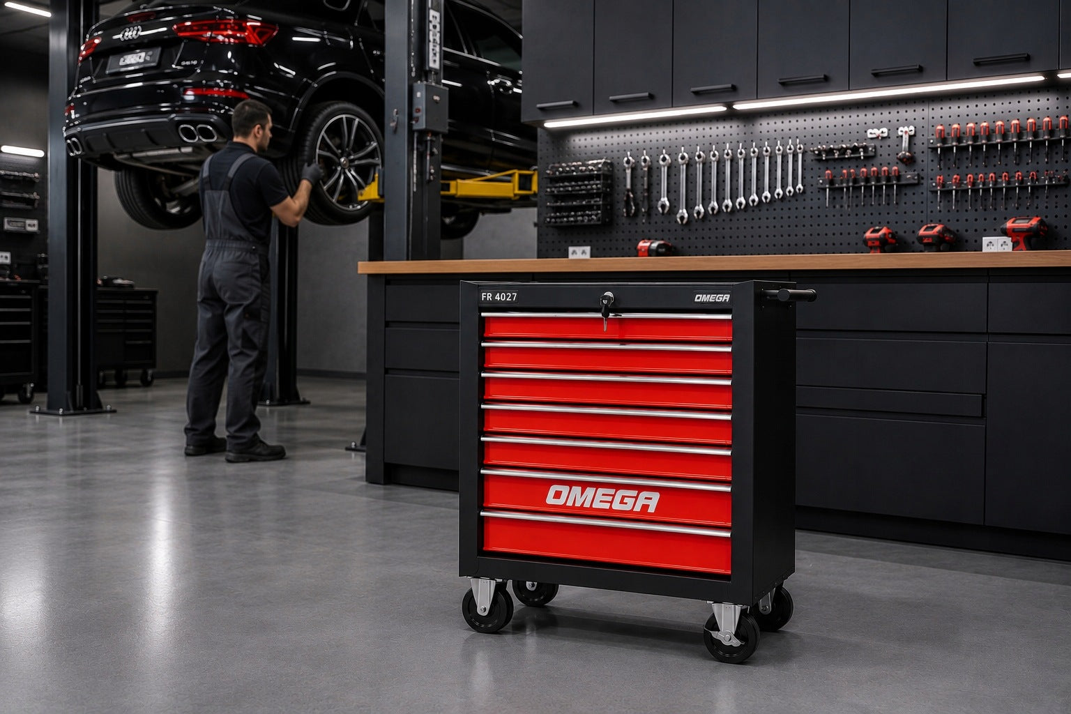 TOOL TROLLEY WORKSHOP CABINET ON WHEELS MOBILE 7 DRAWERS BRAKE Manufacturer code FR4027CC