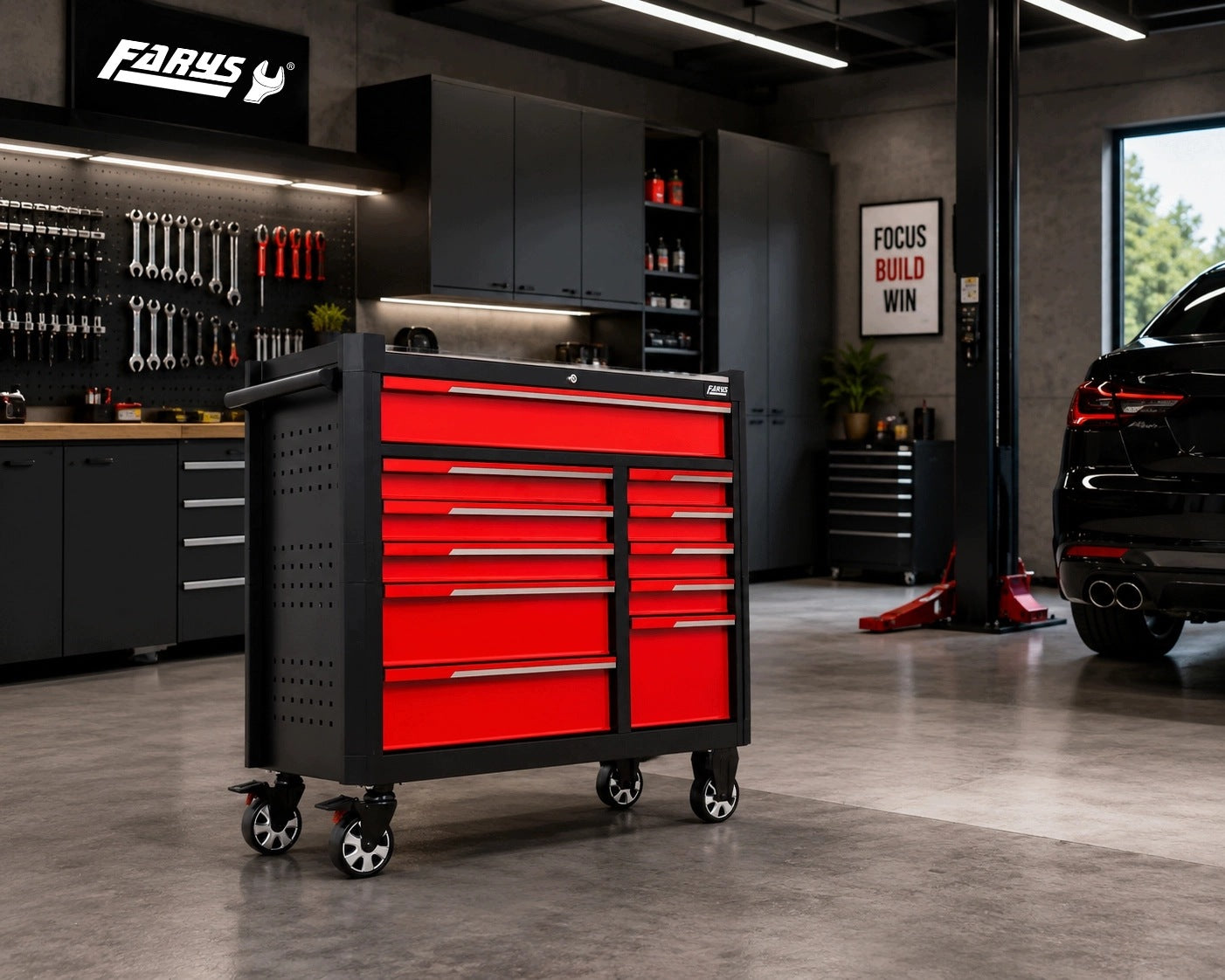 TOOL TROLLEY WORKSHOP CABINET ON WHEELS MOBILE BRAKE 11 DRAWERS Manufacturer code FR4280