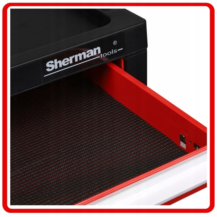 TOOL TROLLEY WORKSHOP CABINET on wheels Sherman - 9 drawers Color red