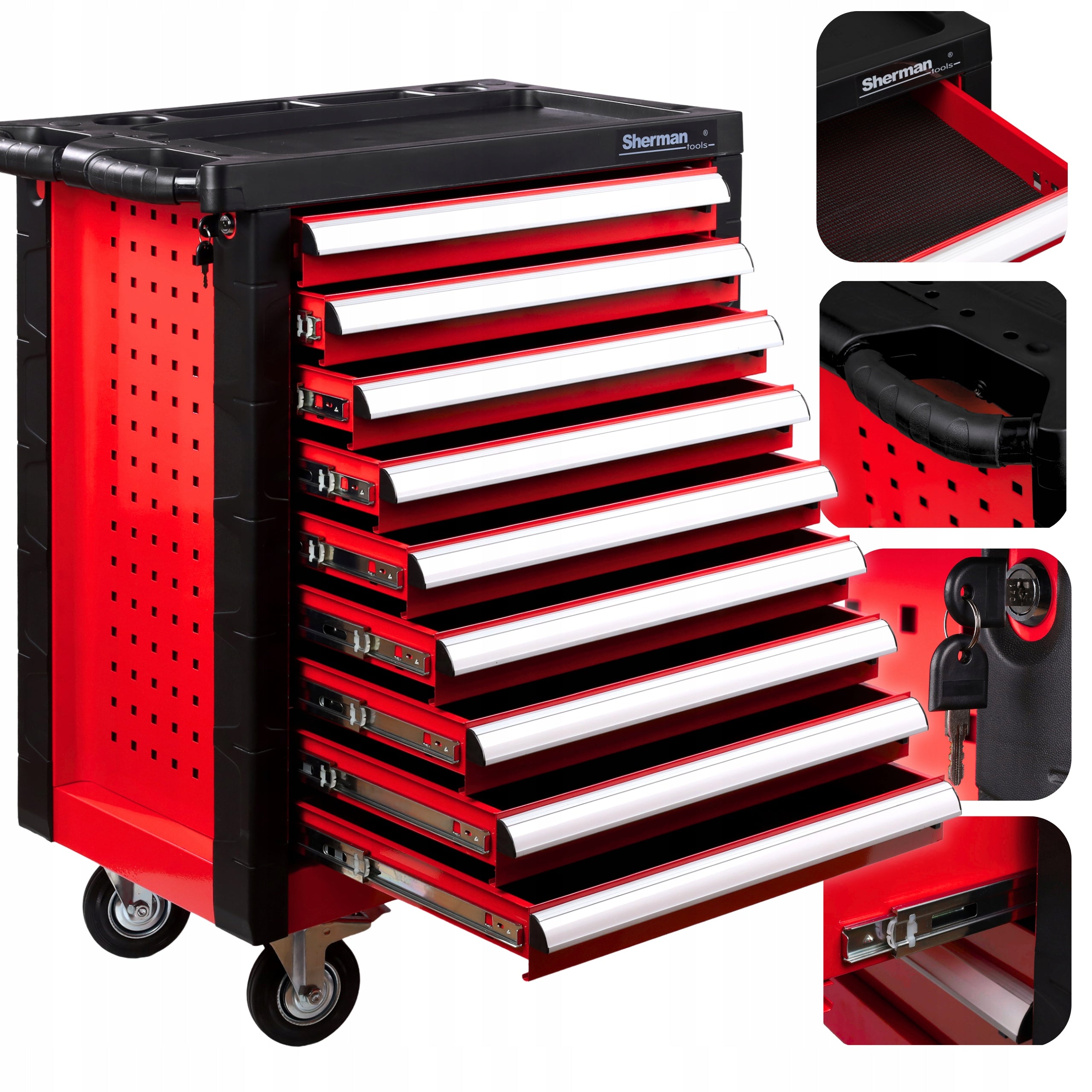 TOOL TROLLEY WORKSHOP CABINET on wheels Sherman - 9 drawers