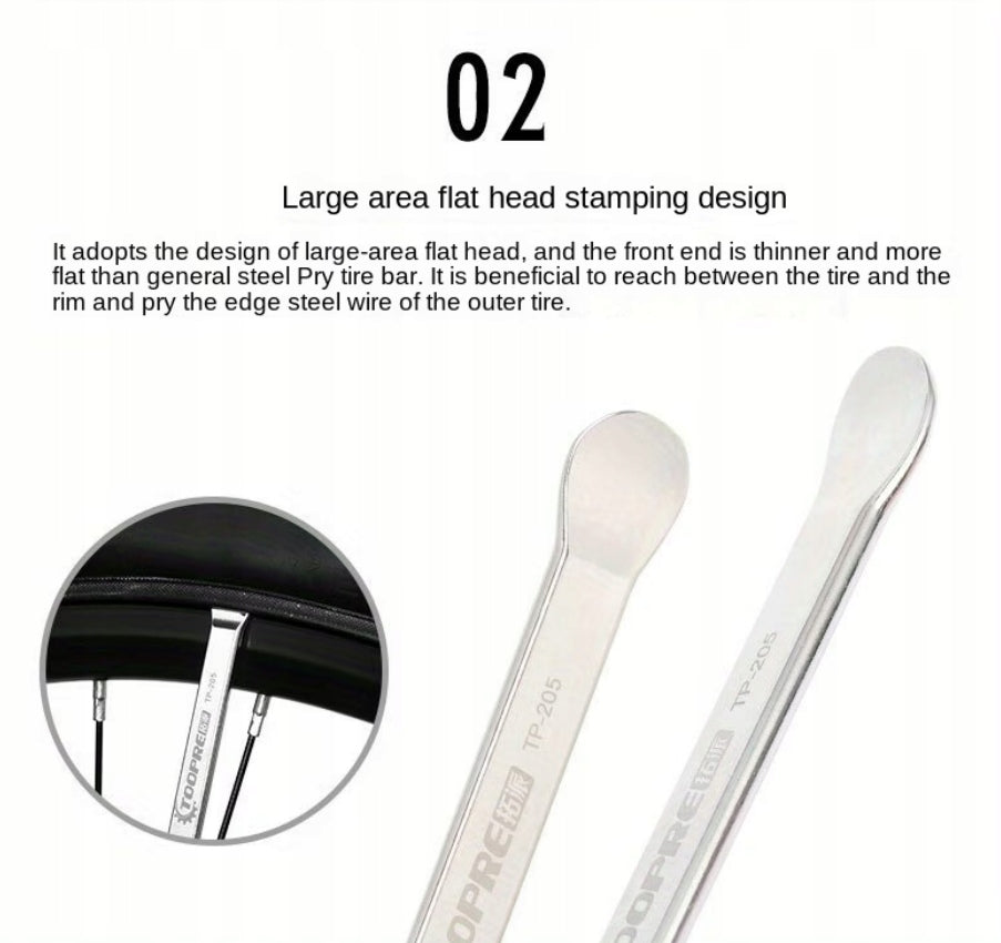 TOOPRE BICYCLE TIRE SPOONS METAL SILVER Tool Service 3 Pcs For for tires