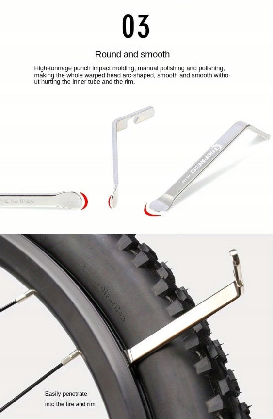 TOOPRE BICYCLE TIRE SPOONS METAL SILVER Tool Service 3 Pcs Number of pieces in the set 3