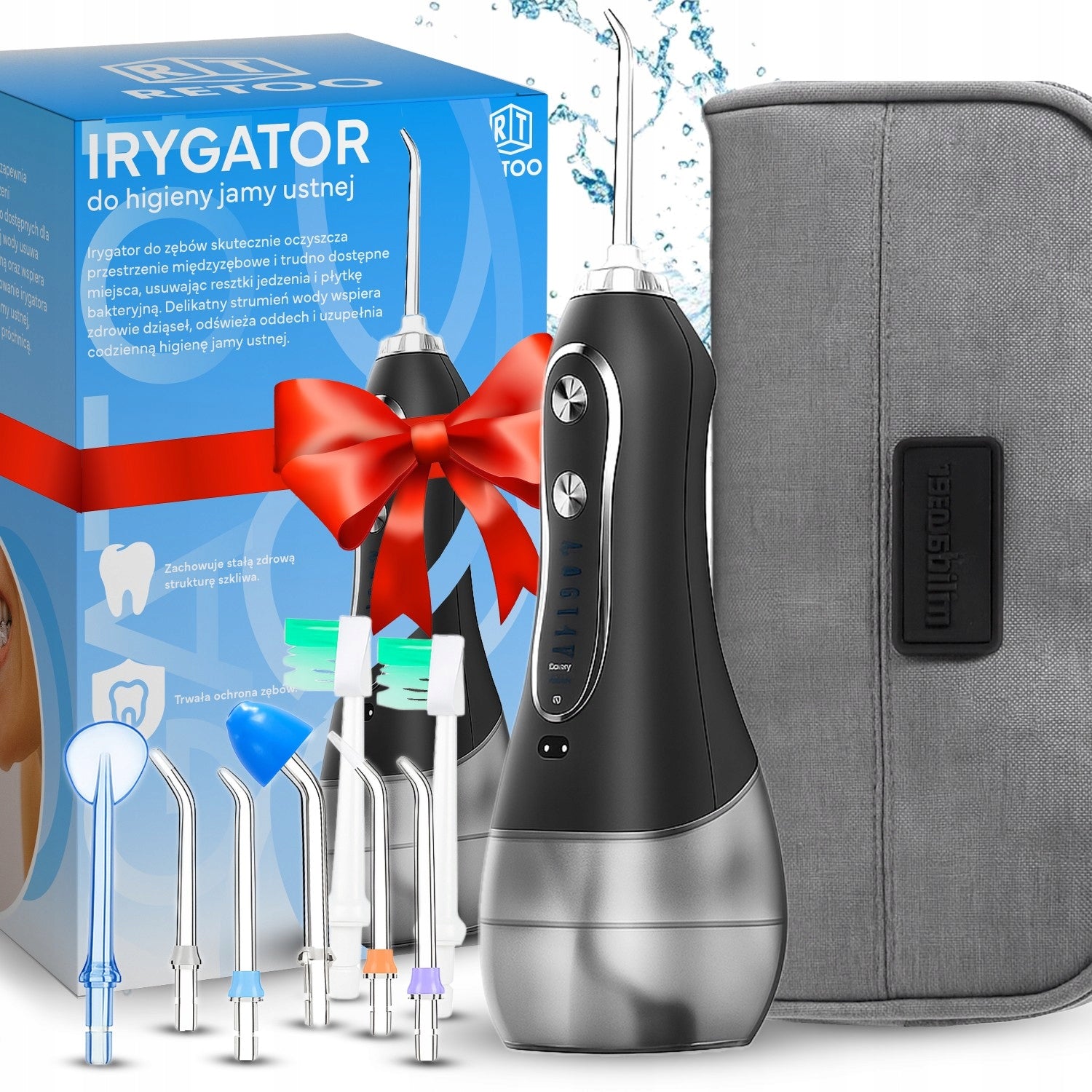 TOOTH IRRIGATOR 5 MODES 8 TIPS WIRELESS DENTAL 300ML CASE