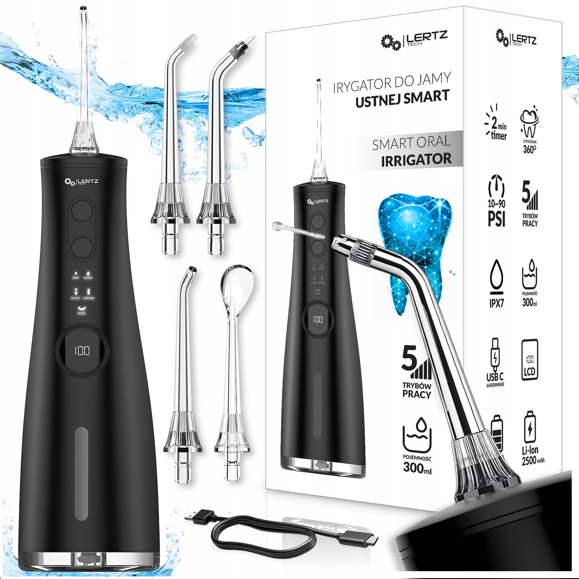 TOOTH IRRIGATOR 5 Modes + 4 Nozzles Wireless Professional SHOOT MODE