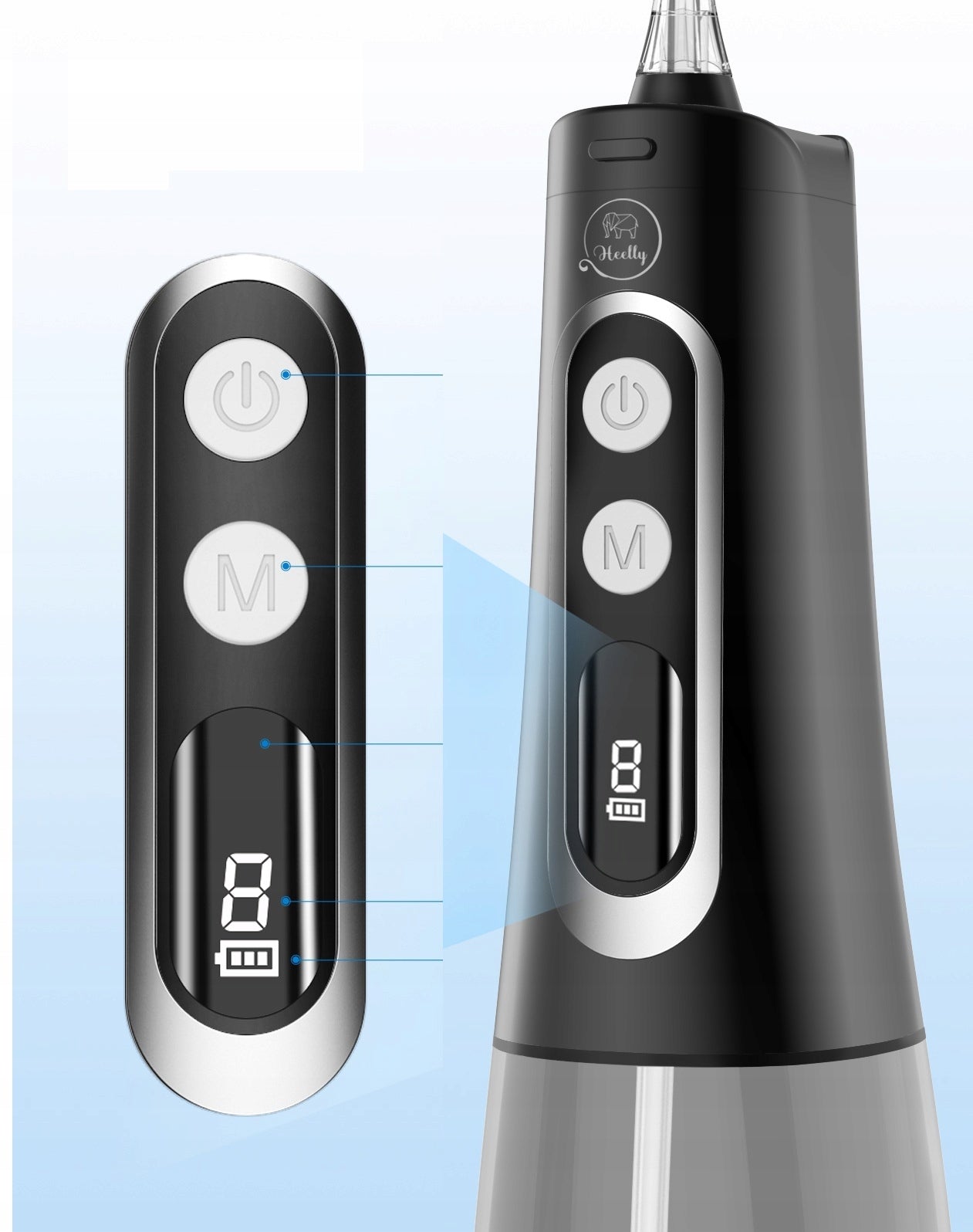 TOOTH IRRIGATOR 9 MODES PROFESSIONAL DENTAL WIRELESS + CASE Model IRYGATOR do zębów 9 trybów etui Heelly PRO LCD