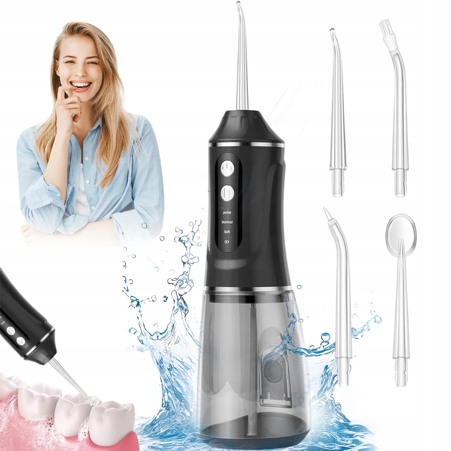 TOOTH IRRIGATOR ELECTRIC TRAVEL IPX7 ROTATING NOZZLE 360° GIFT