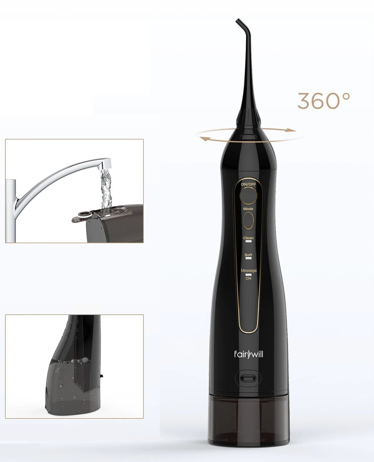 TOOTH IRRIGATOR PORTABLE WIRELESS USB 300ml +7 TIPS Brand Fairywill