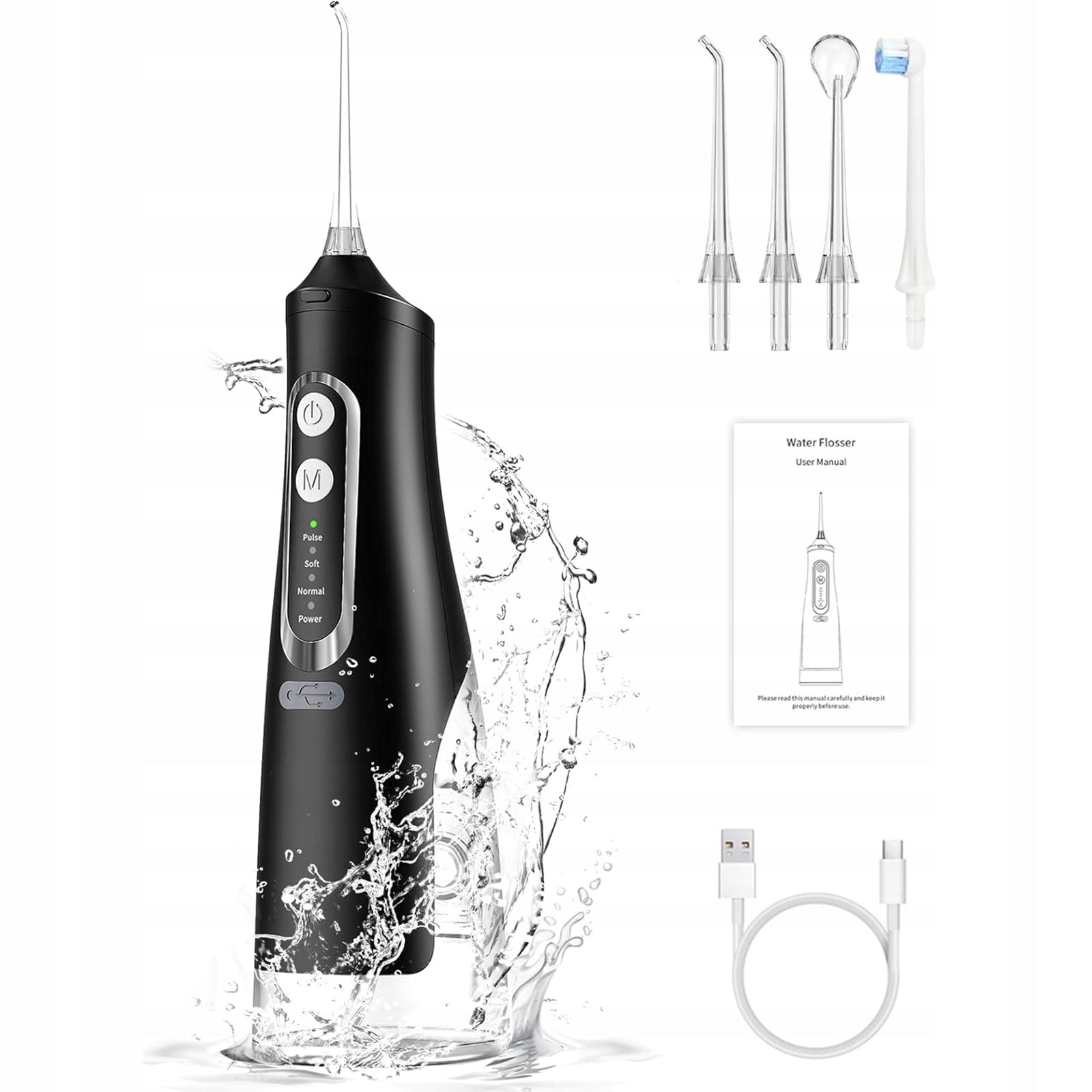 TOOTH IRRIGATOR STRONG WIRELESS DENTAL 4 MODES 4NOZZLES BLACK Model Irrigators