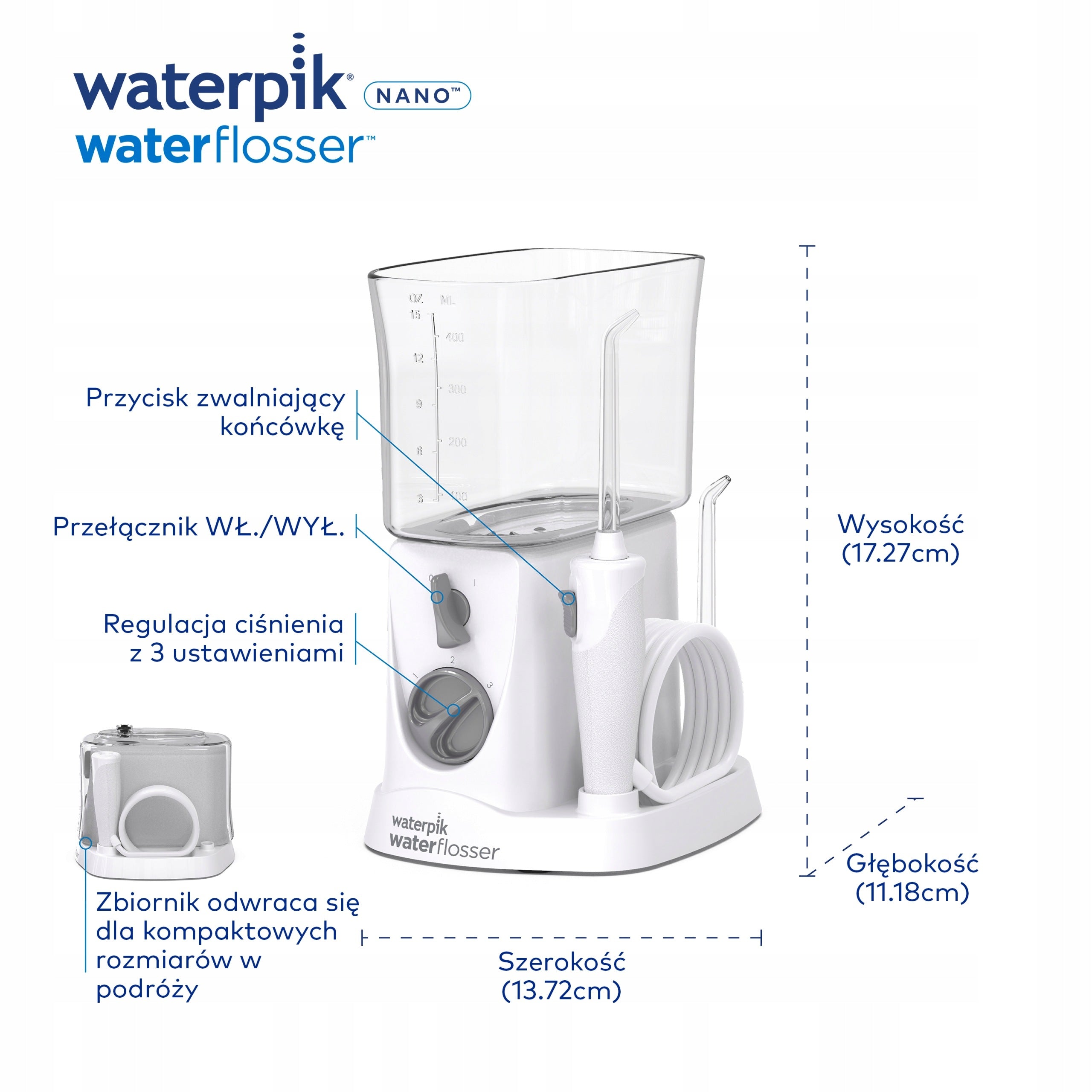 TOOTH IRRIGATOR WATERPIK WF-310 NANO STATIONARY TRAVEL Brand Waterpik