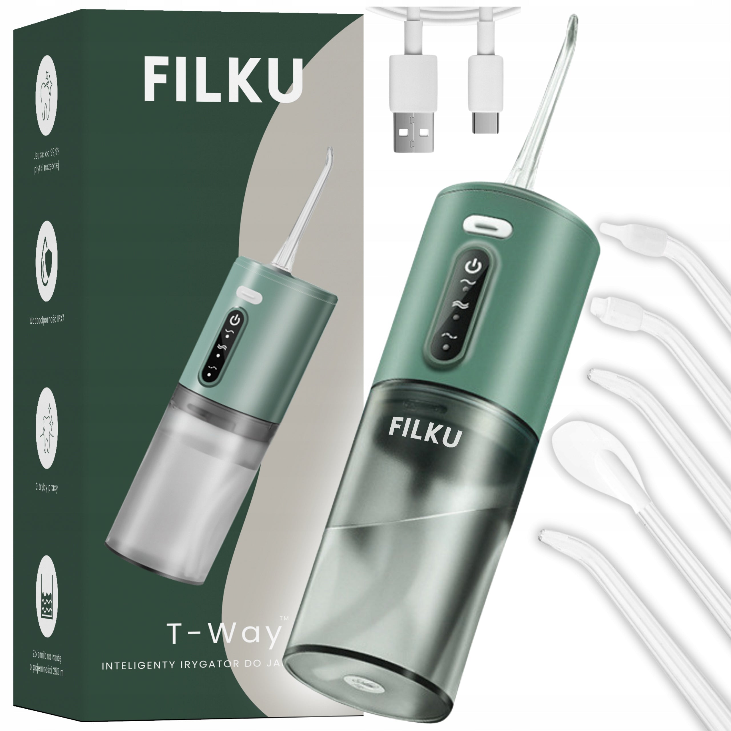 TOOTH IRRIGATOR WIRELESS DENTAL STRONG 5 NOZZLES 3 MODES FILKU
