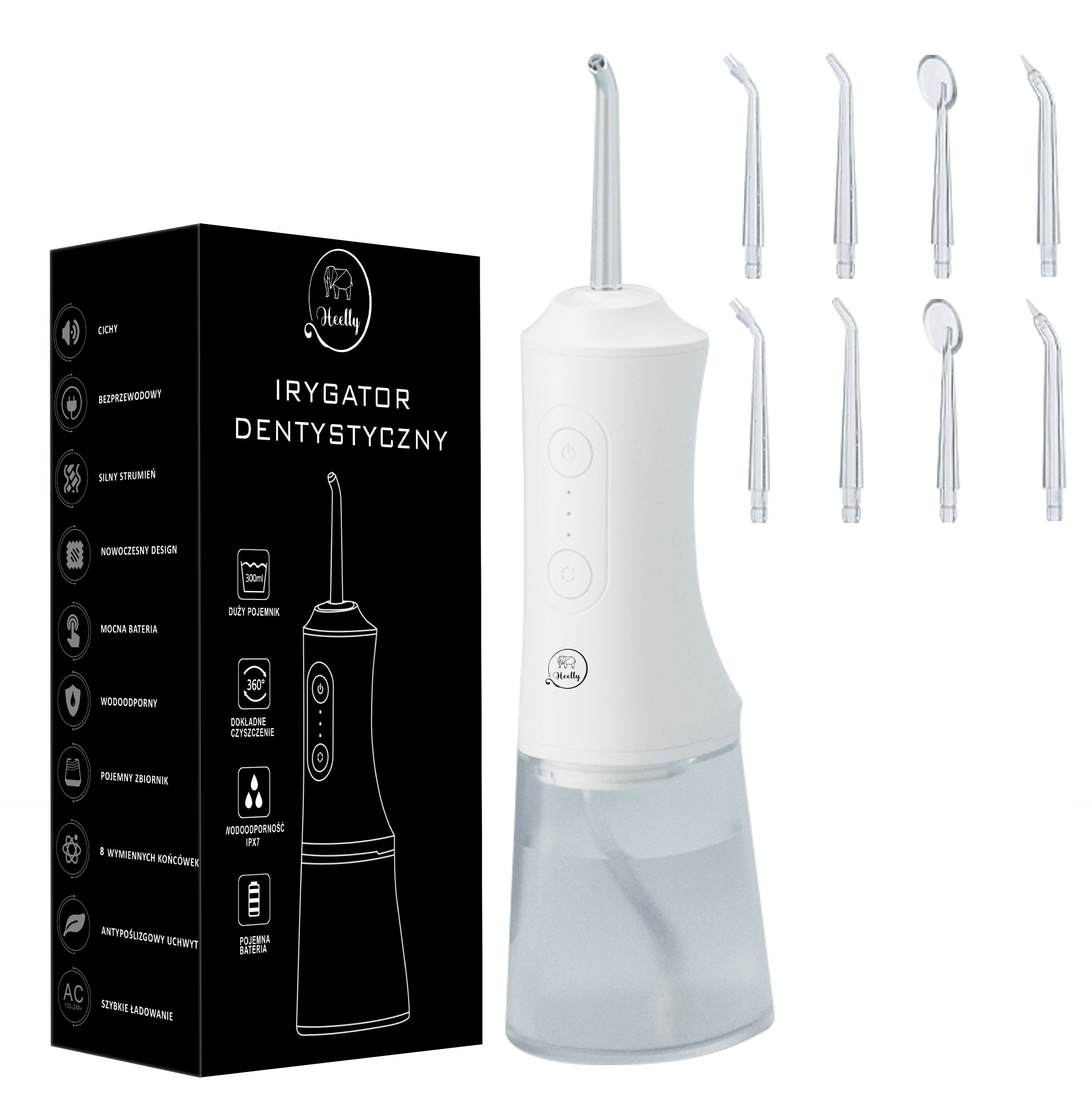 TOOTH IRRIGATOR WIRELESS DENTAL STRONG 8 NOZZLES 3 MODES HEELLY