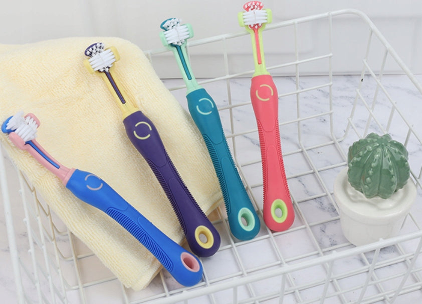 TOOTHBRUSH FOR CAT DOGS PROFESSIONAL GENTLE THREE-SIDED 3D Material silicone
