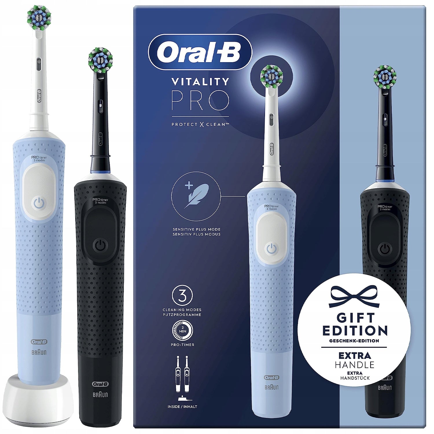 TOOTHBRUSH ORAL-B VITALITY PRO D103 DUO SET BLUE/BLACK EAN (GTIN) 5904501827515