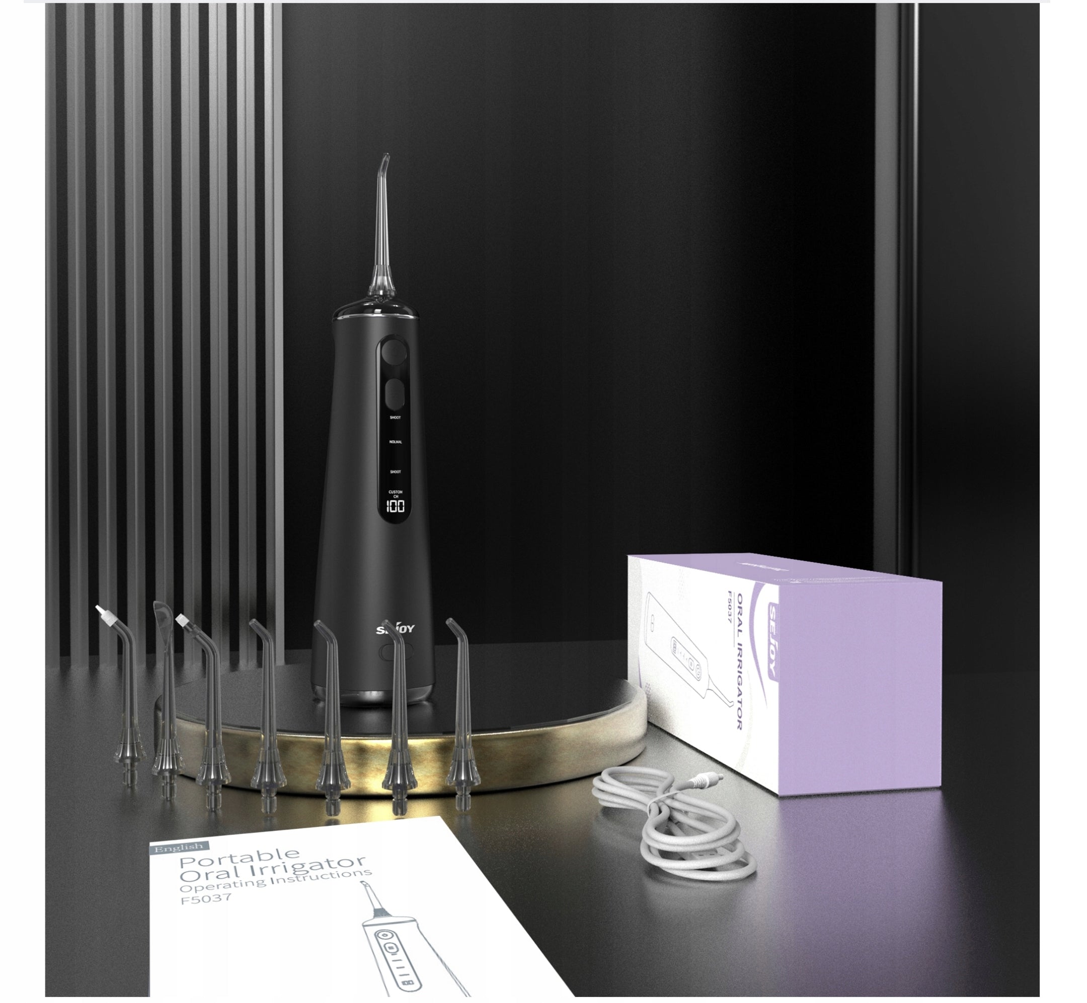 TOOTHBRUSH SEJOY WIRELESS LED 8 NOZZLES 300ML BLACK Brand SEJOY