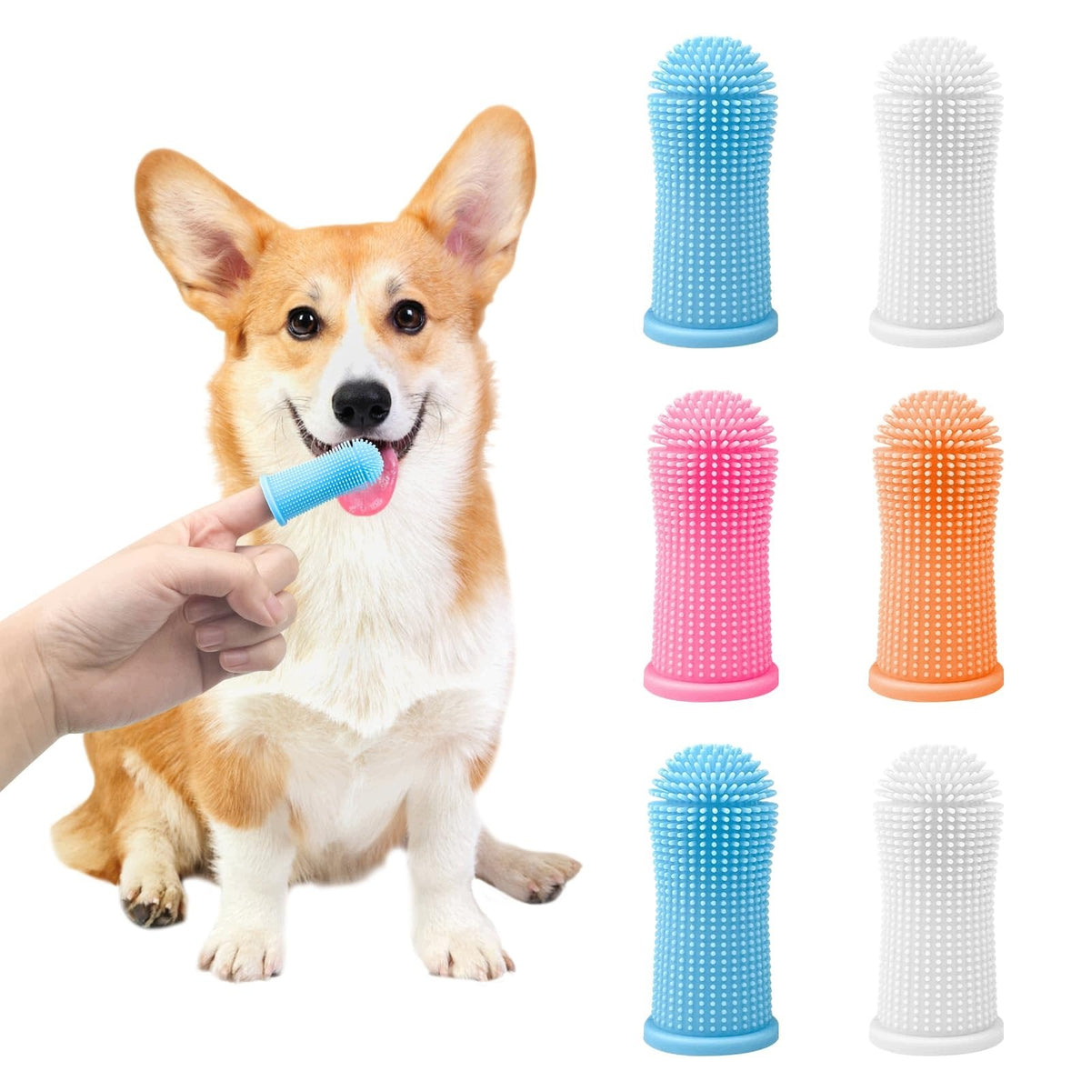 TOOTHBRUSHES FOR DOG AND CAT SILICONE FINGER 6 PCS