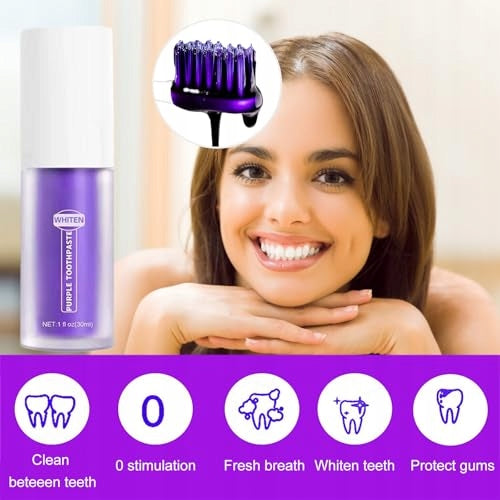 TOOTHPASTE WHITENING PURPLE NATURAL STAIN REMOVER GIFT Dominant color clear