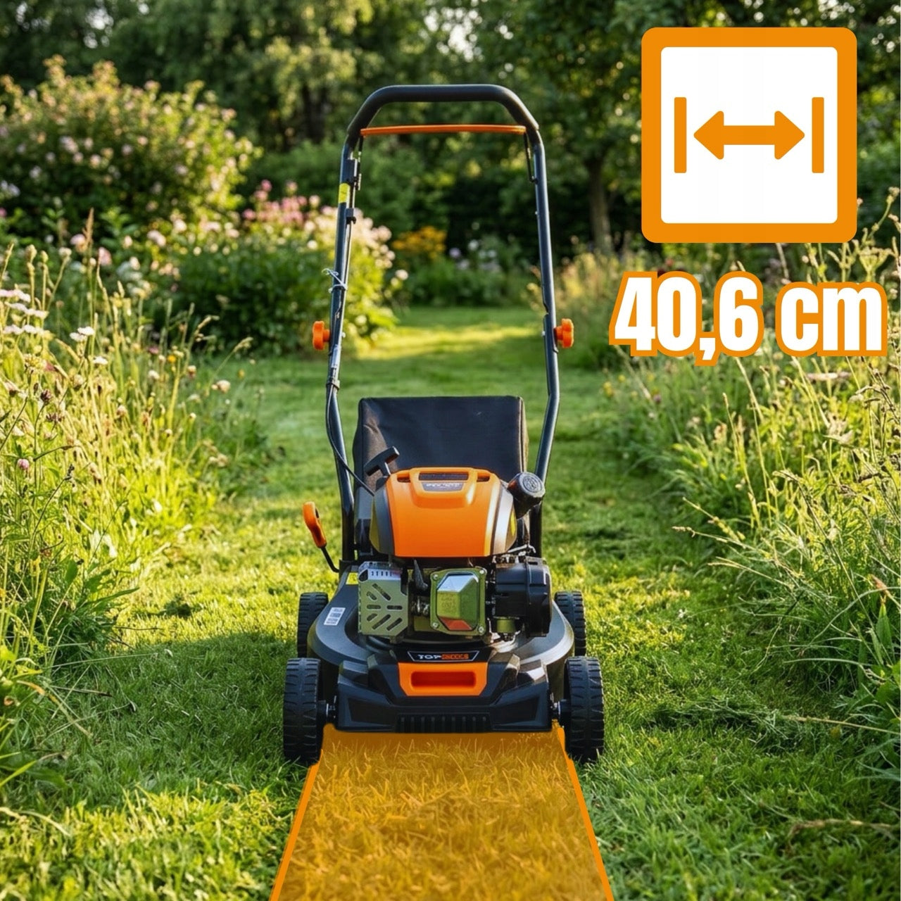 TOP CUT LAWN MOWER WITHOUT DRIVE 149CC 40CM 45L REVERSIBLE LIGHT Basket capacity 45 l