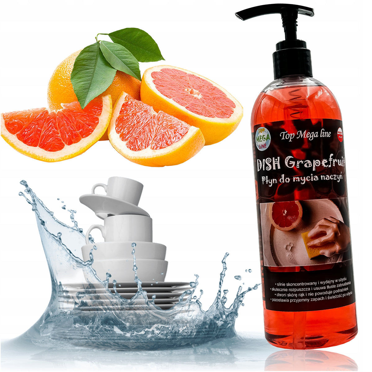 TOP MEGA Line - concentrated thick dishwashing liquid 750ml Grapefruit