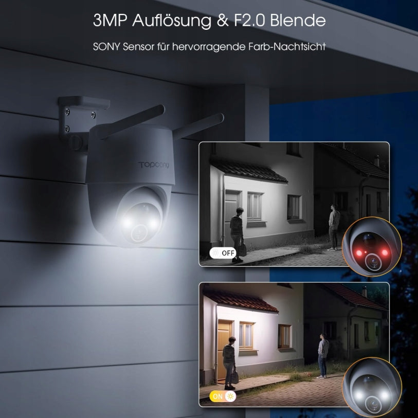 TOPCONY Outdoor Camera Wireless 2K IP65 Rotation 355° ZS-GX6S Manufacturer code ZS-GX6S