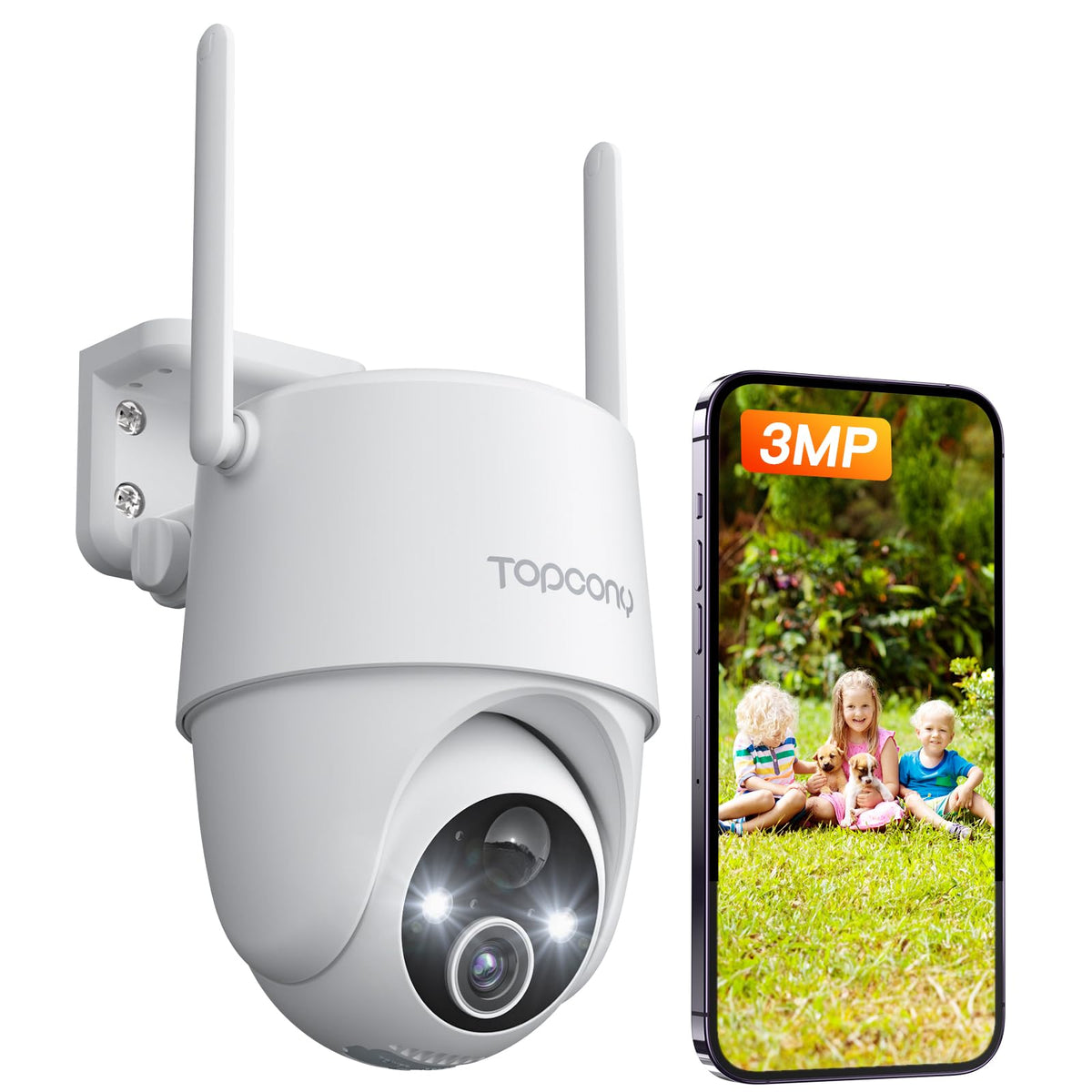TOPCONY Outdoor Camera Wireless 2K IP65 Rotation 355° ZS-GX6S