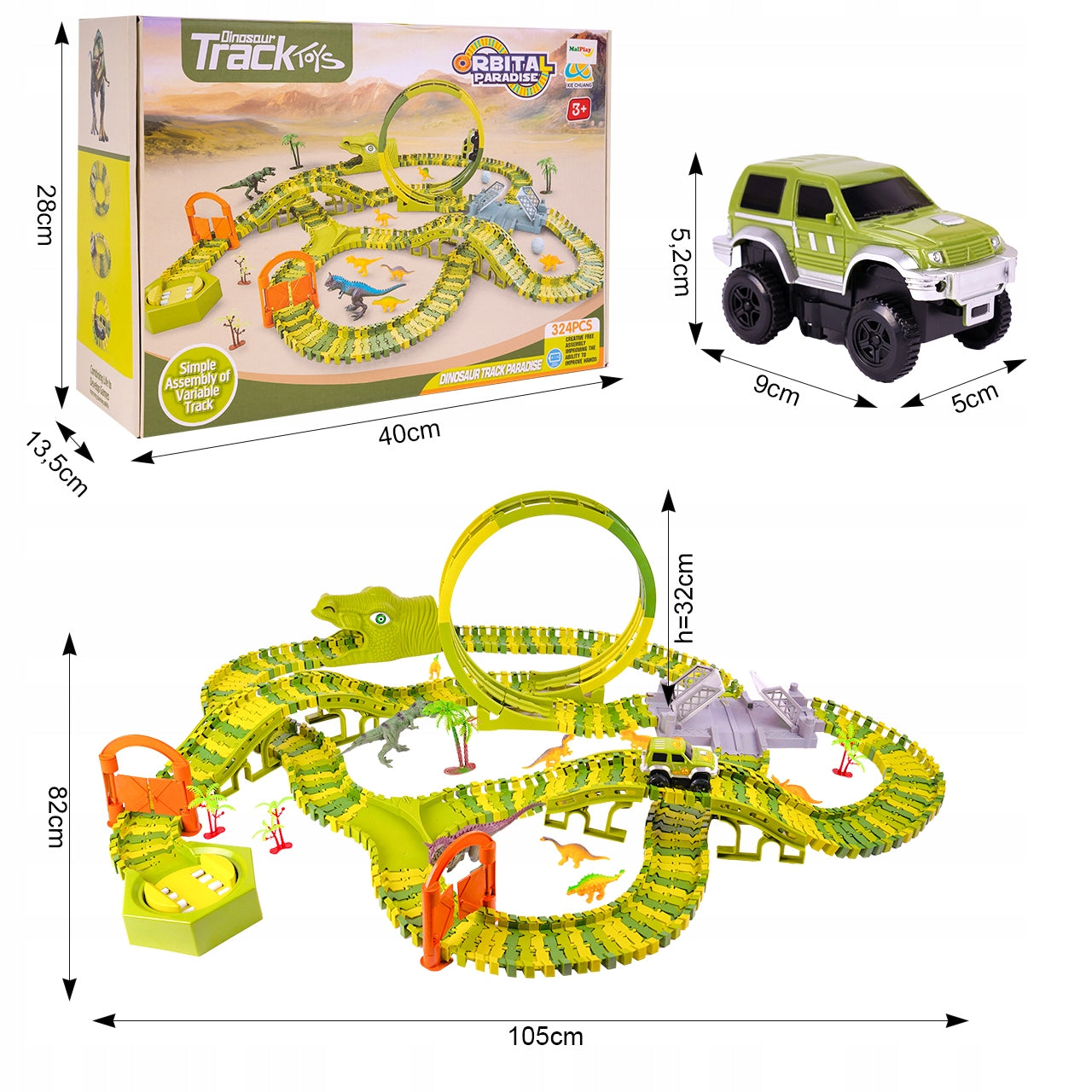 Spielzeugautobahn Dinosaurierpark MalPlay, 324 e. 