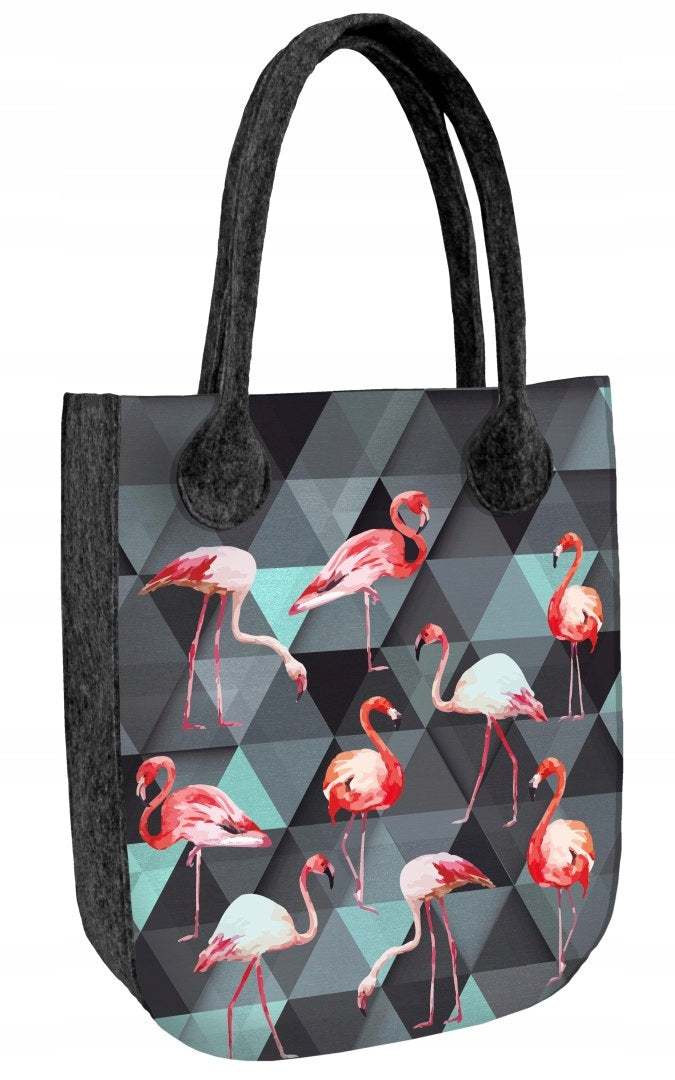 Handtasche aus Öko-Filz für Damen City Flamingos 