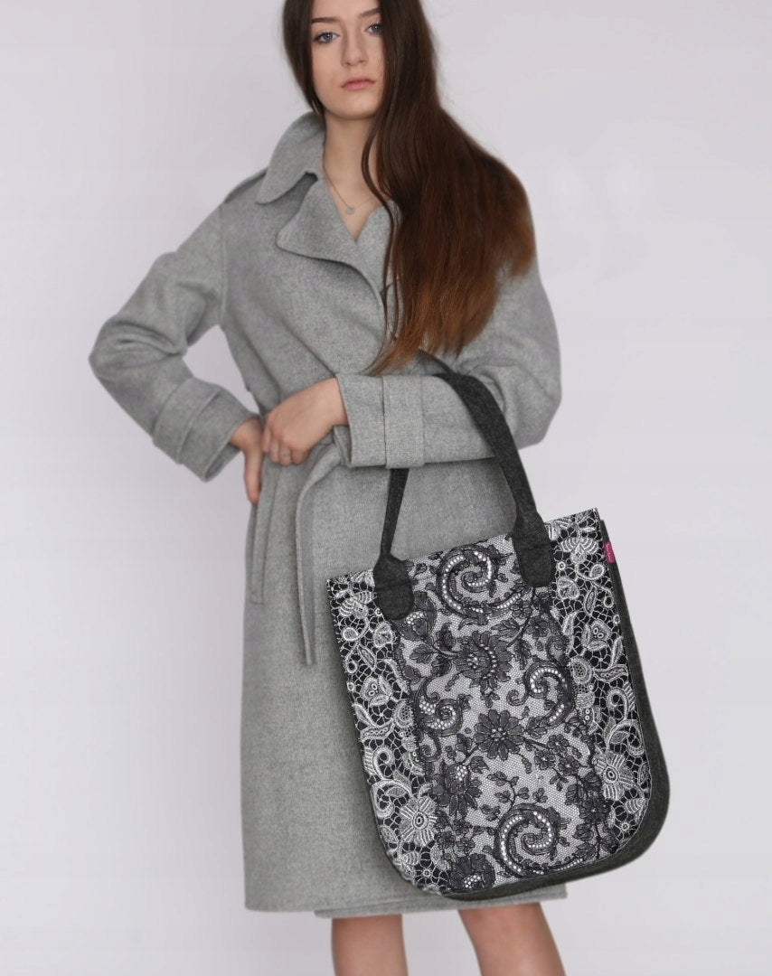 Öko-Filz-Handtasche City Victoria Schwarz 