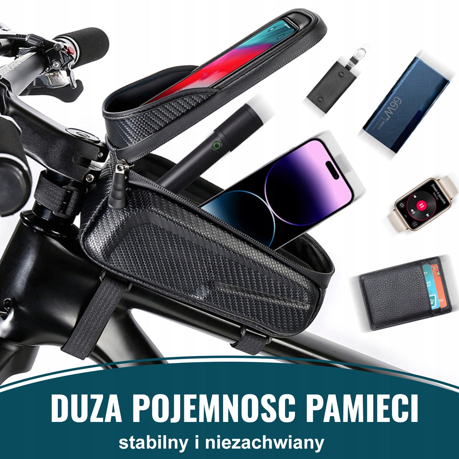 TORBA ROWEROWA WODOODPORNY UCHWYT NA TELEFON, DO TELEFONÓW 6,8 CALA, Czarny EAN (GTIN) 721545479167