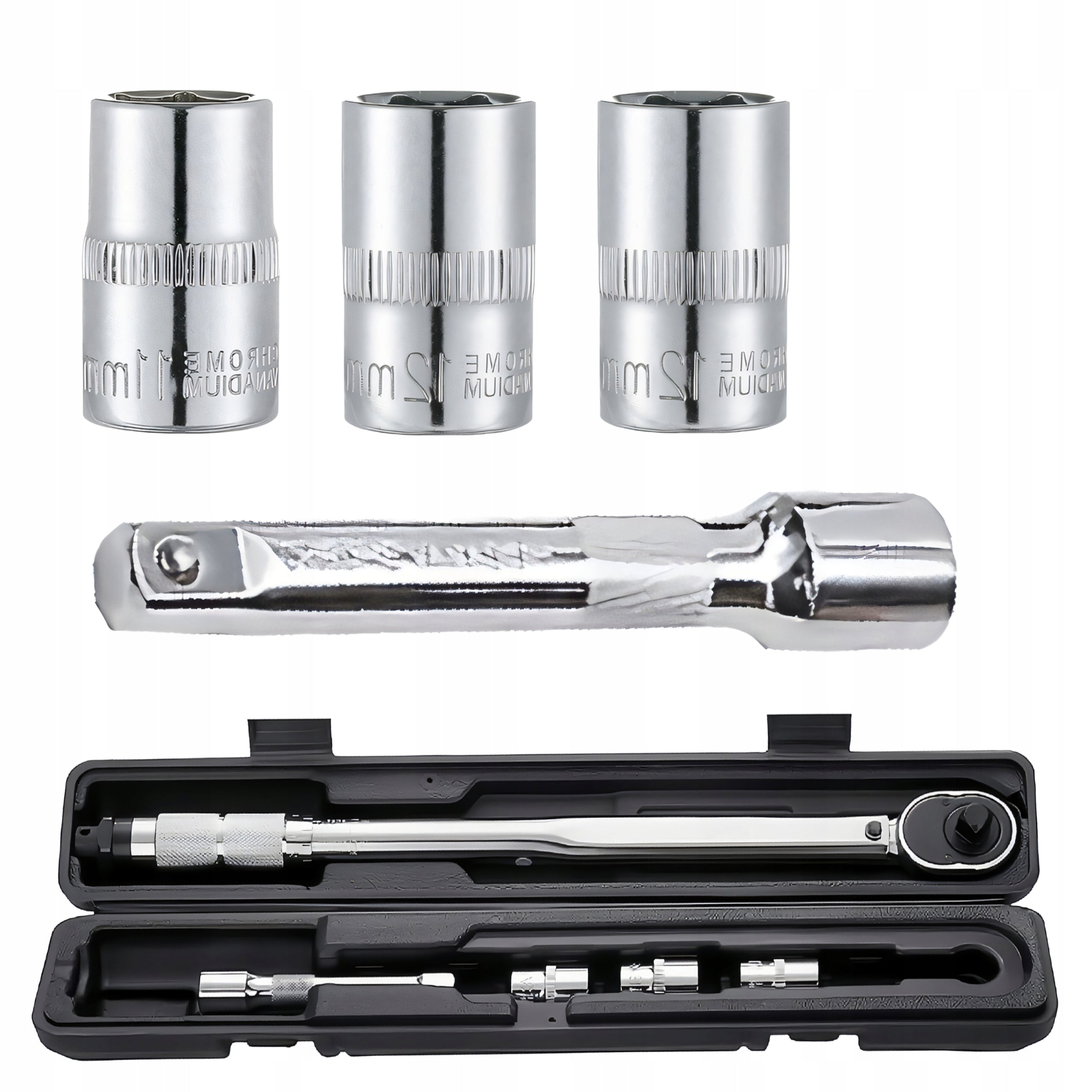 TORQUE WRENCH 1/2 28-210Nm + 3 CAPS 17,19,21 mm +- 4% + SUITCASE EAN (GTIN) 5903418552657