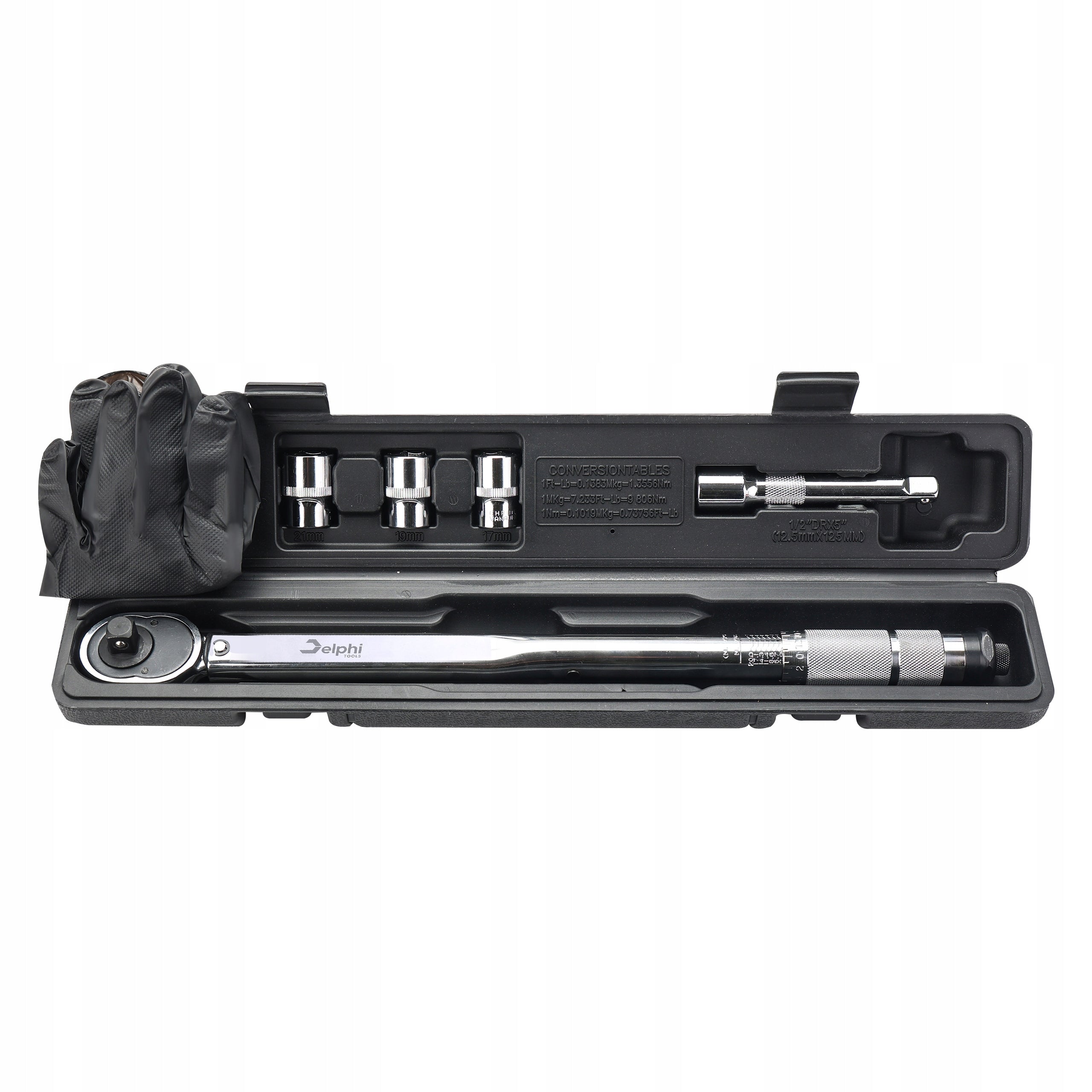 TORQUE WRENCH 1/2 28-210Nm CrMO & CrV + 3 CAPS 17,19,21 mm +- 4% Key type torque