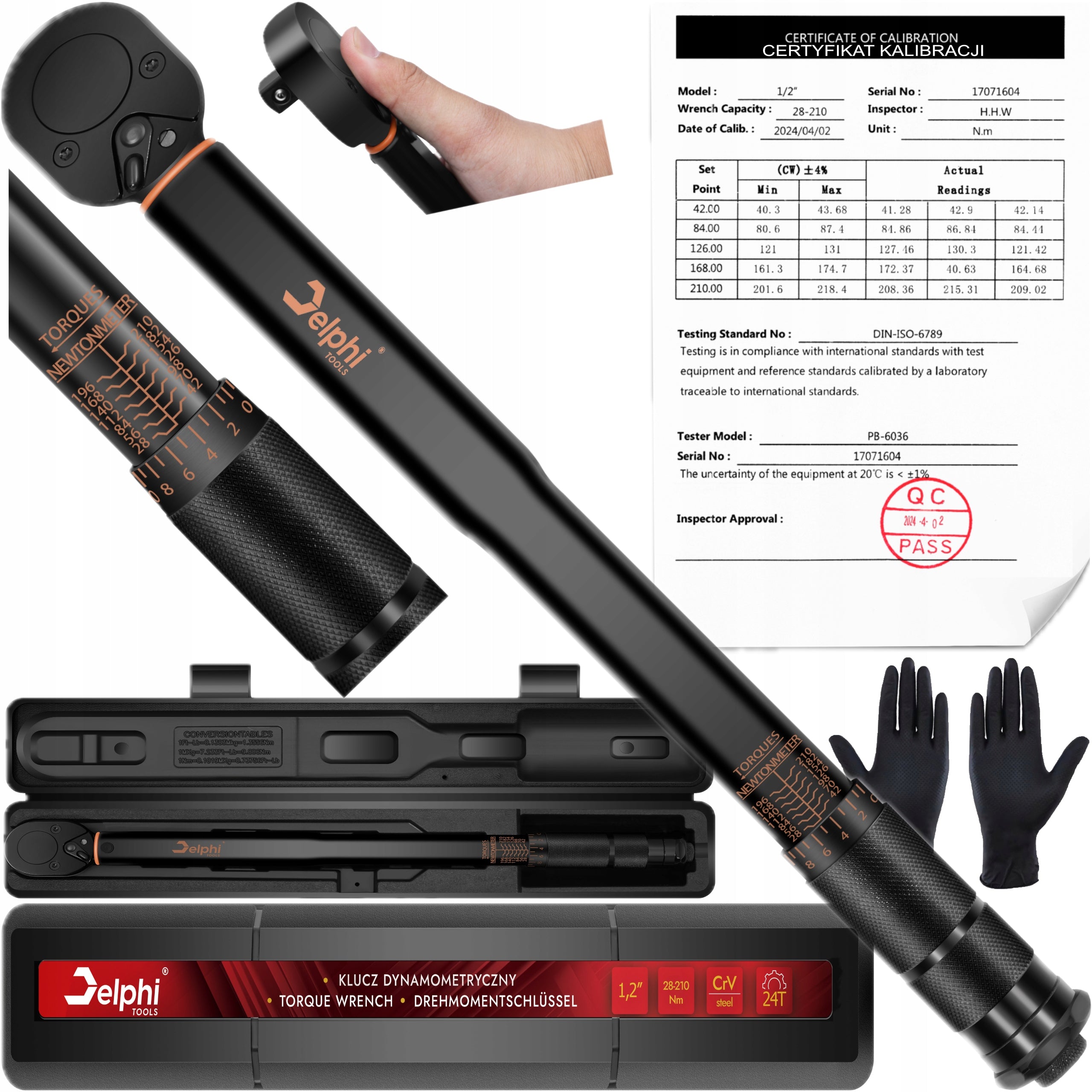 TORQUE WRENCH 1/2 28-210Nm CrMO & CrV FOR WHEELS CALIBRATION CERTIFICATE