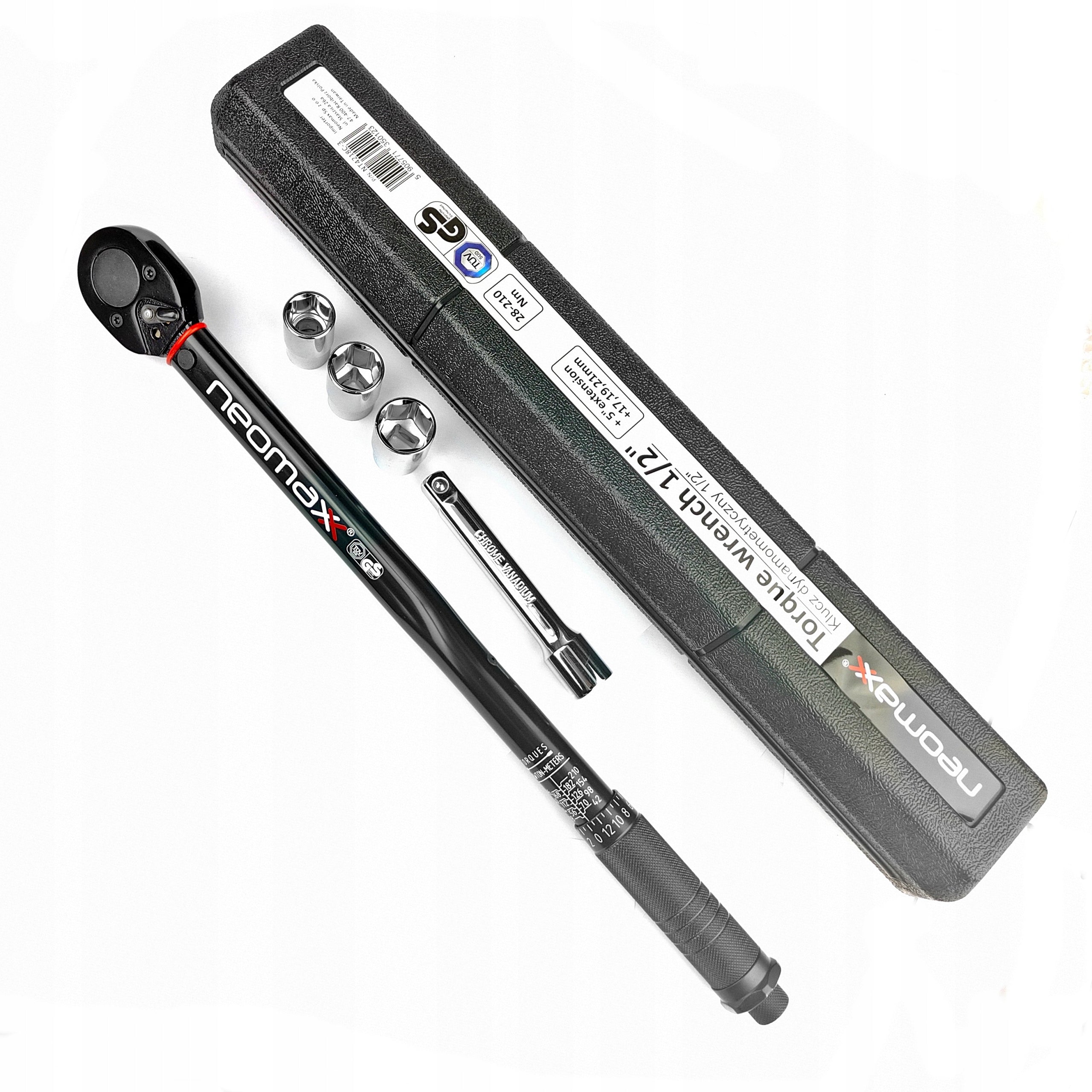 TORQUE WRENCH 1/2 28-210Nm + WHEEL CAPS CALIBRATION CERTIFICATE EAN (GTIN) 5905771350123