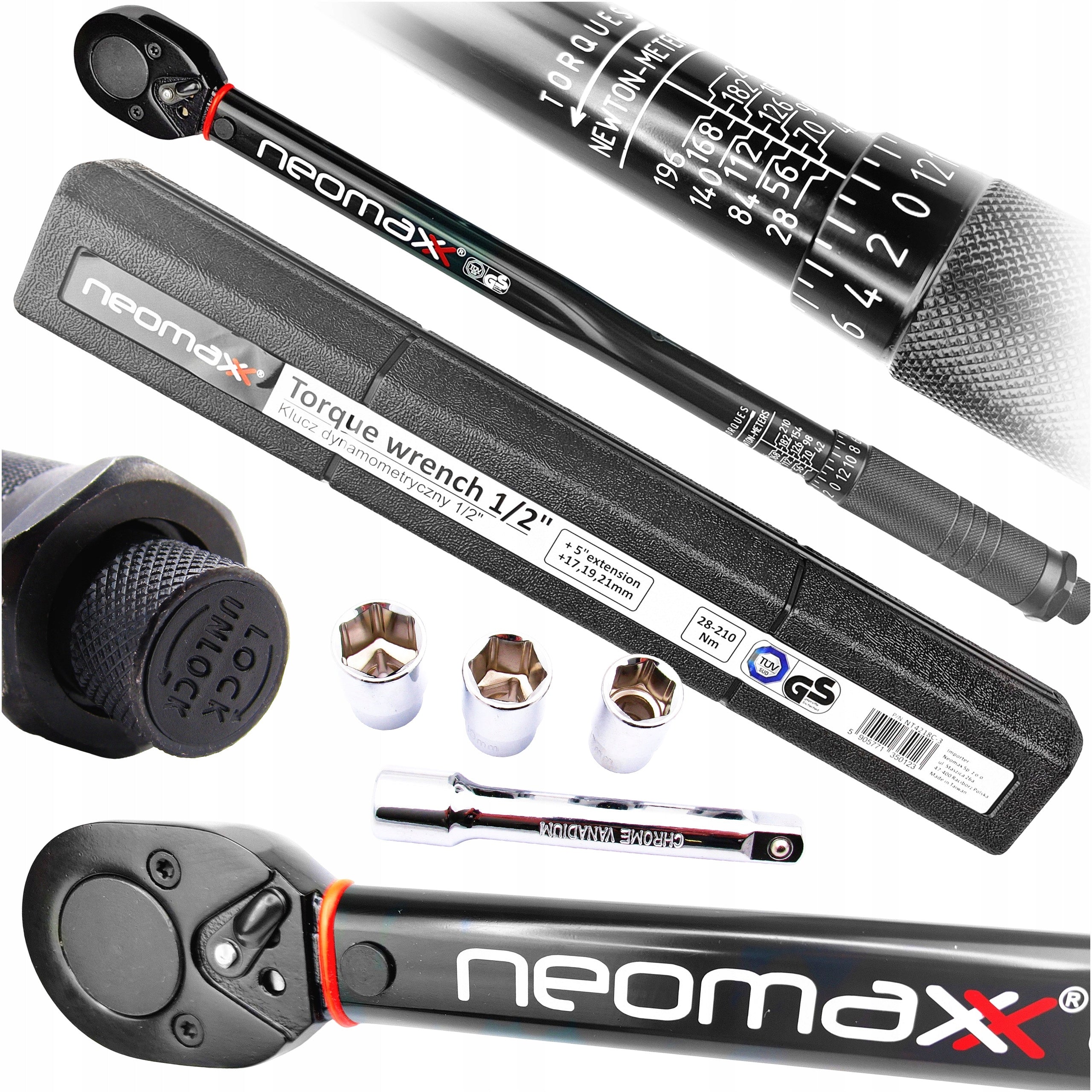TORQUE WRENCH 1/2 28-210Nm + WHEEL CAPS CALIBRATION CERTIFICATE