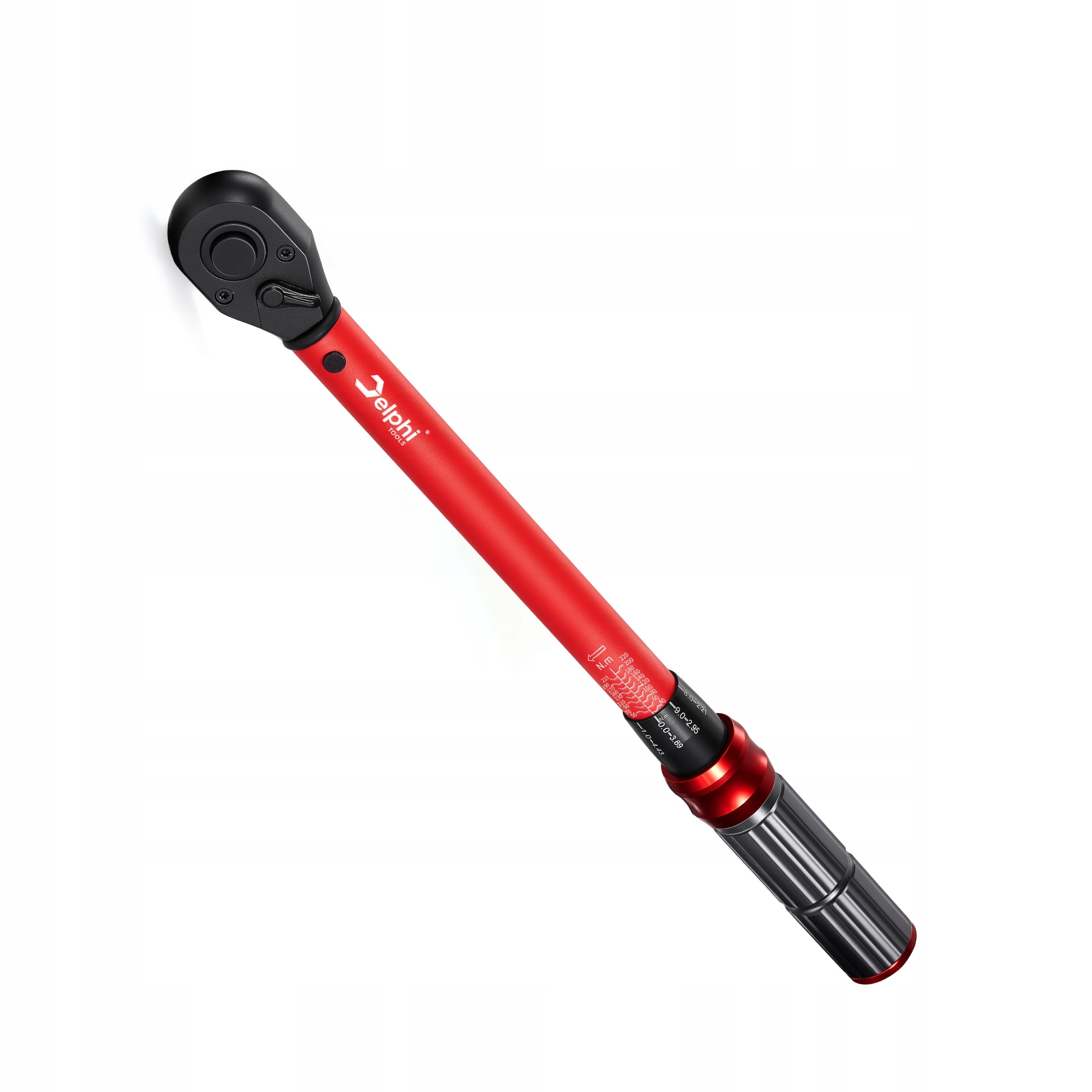 TORQUE WRENCH 1/2 40-220Nm CrMO & CrV + 4 CAPS 17,19,21,24 +- 3% Brand Delphi tools