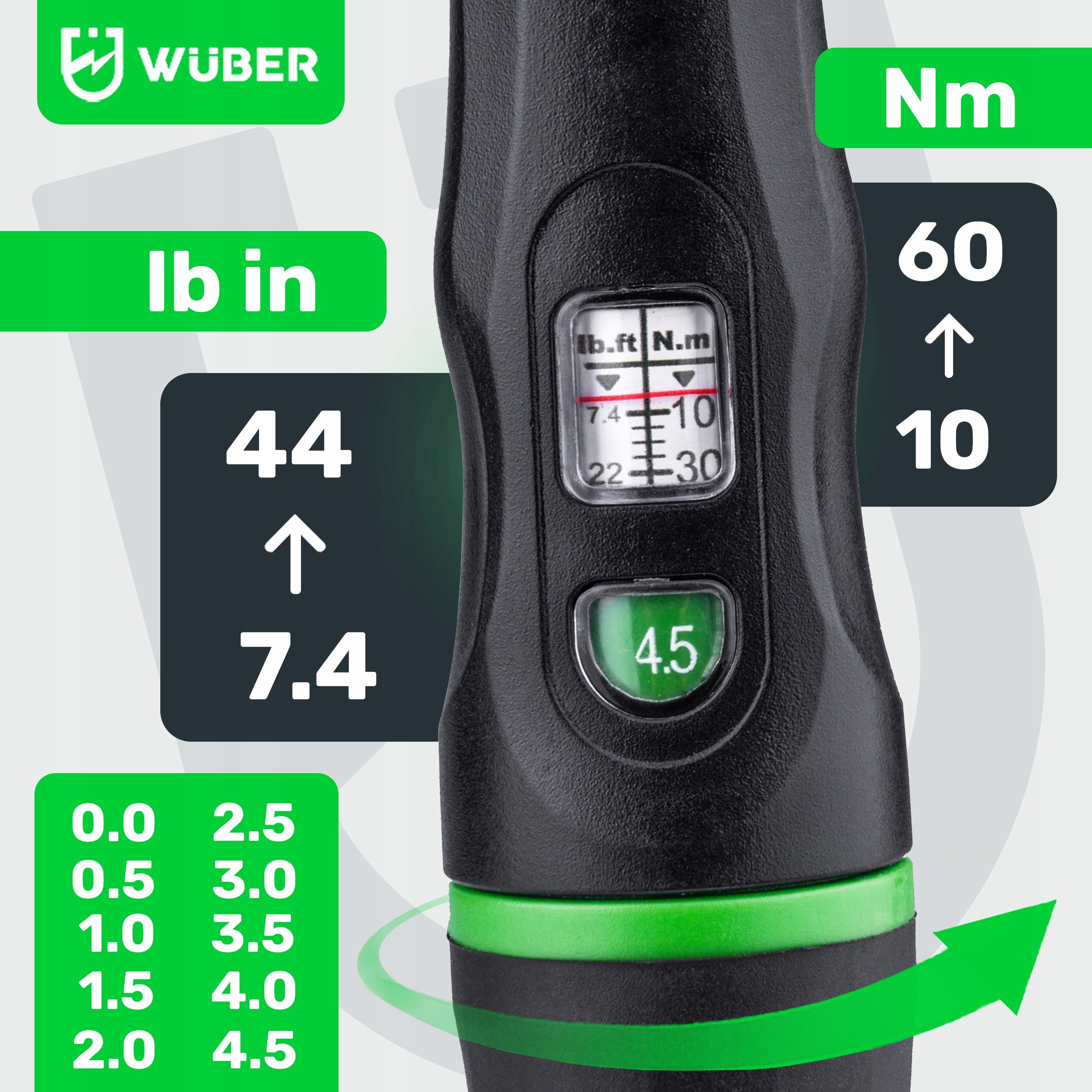 TORQUE WRENCH 1/2" WITH LOCK 10-60NM COMPLIANCE WITH ISO 6789 STANDARDS SUITCASE Brand Wuber