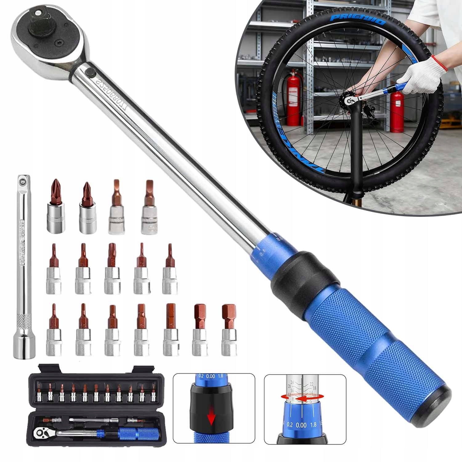 TORQUE WRENCH 1/4 INCH,2-24 NM,WITH EXTENSION BAR,CAPS