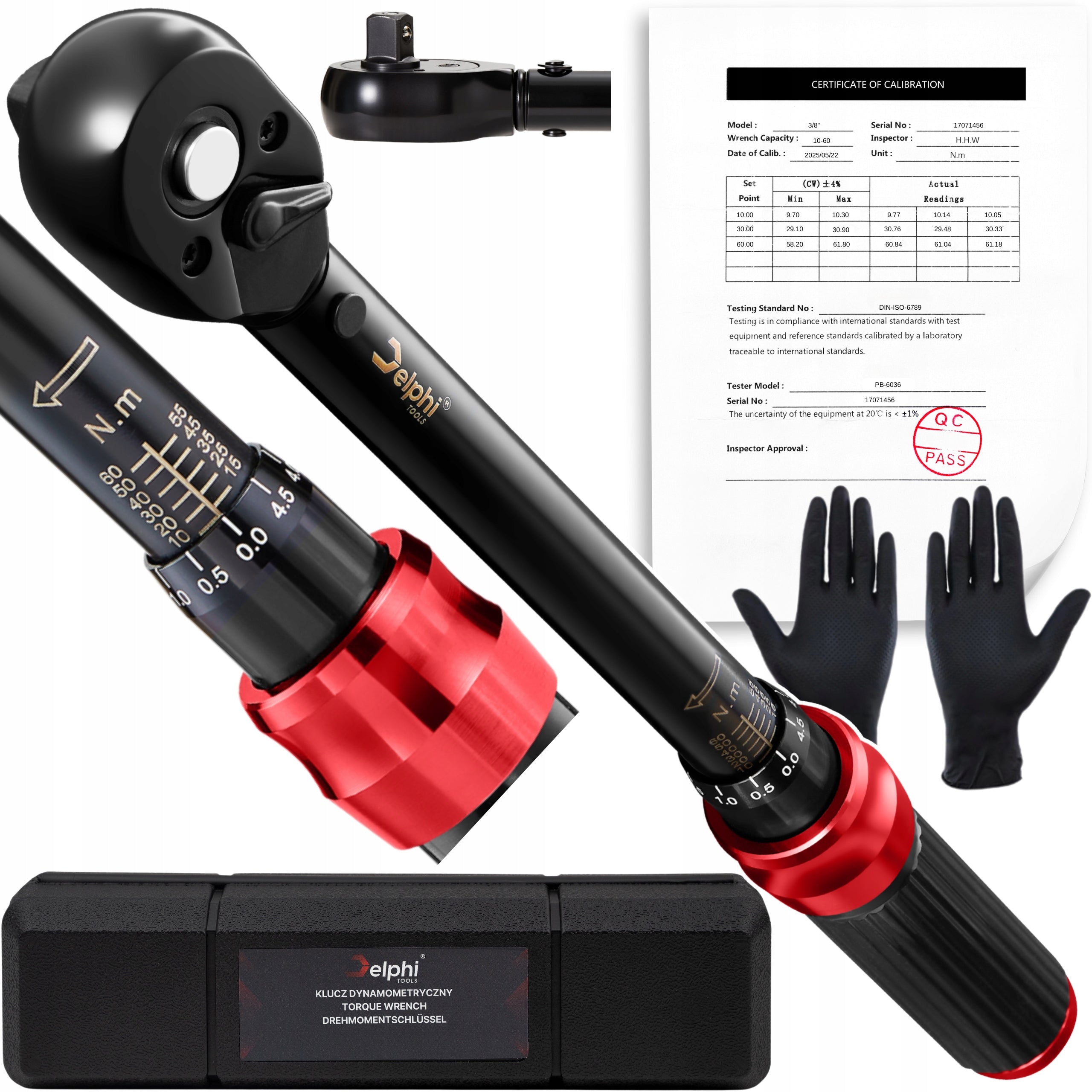 TORQUE WRENCH 3/8 10-60Nm CrMO &CrV WITH LOCK CALIBRATION CERTIFICATE Packaging status original