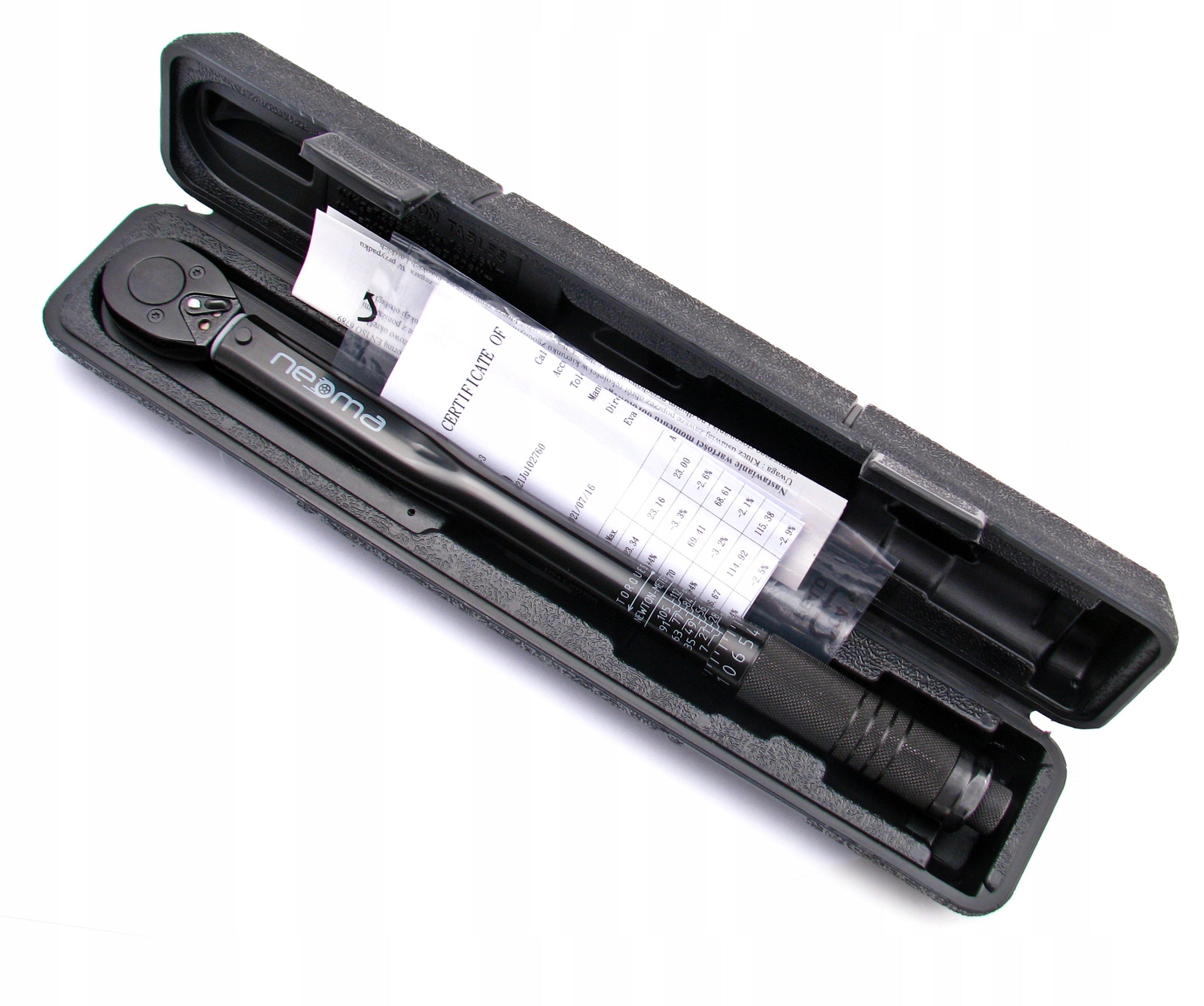 TORQUE WRENCH 3/8 WITH LOCK 7-112Nm CALIBRATION CERTIFICATE IN CASE Brand Neomax