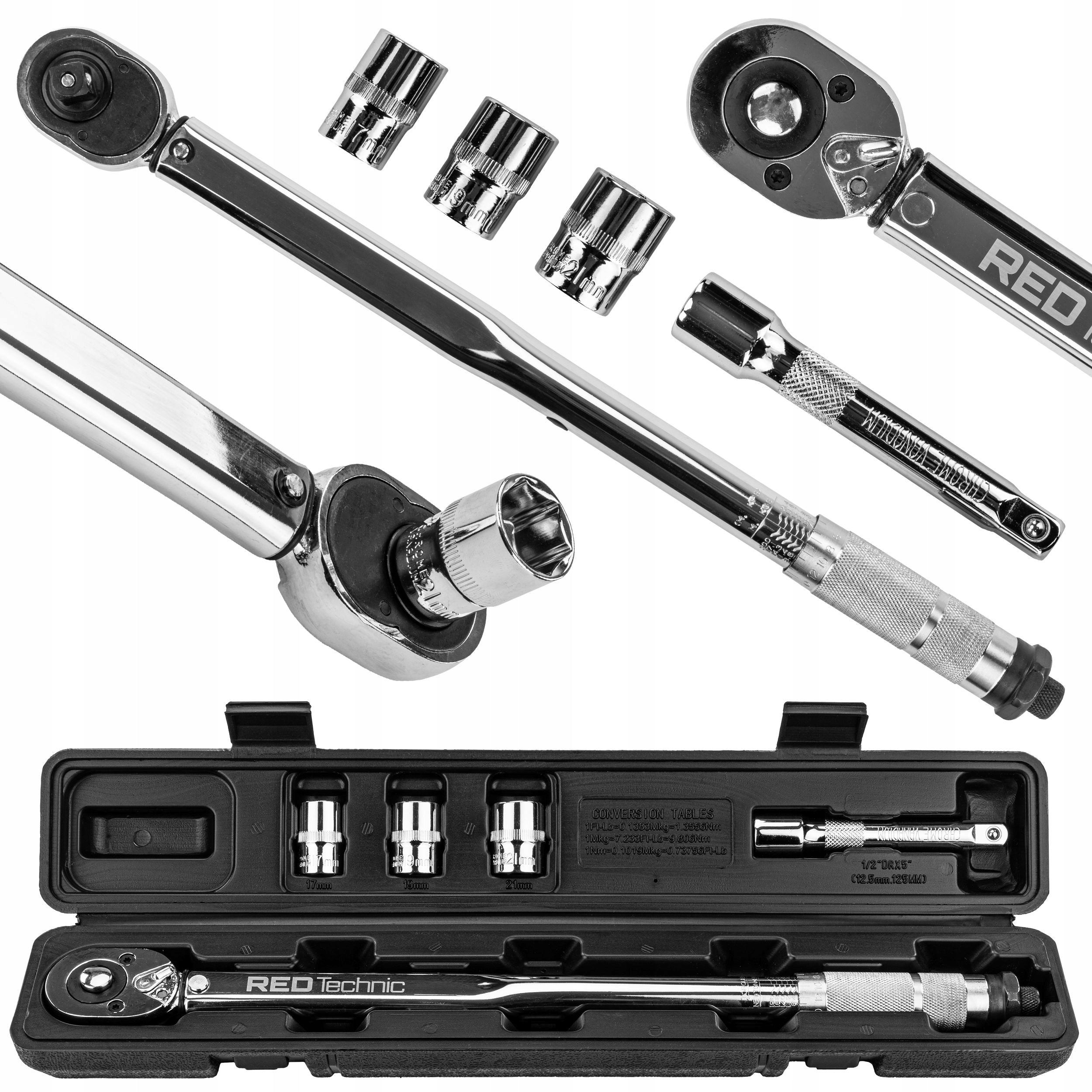 TORQUE WRENCH FOR 1/2'' 28-210 NM SCREW WHEELS + 17,19,21 MM CAPS