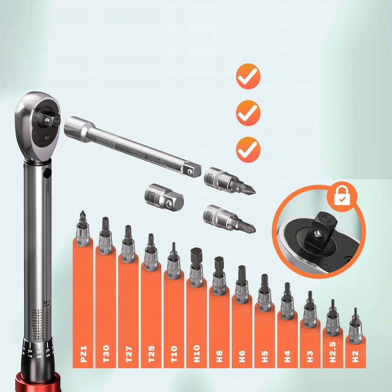 TORQUE WRENCH FOR MOTORCYCLE BIKE 1-25 Nm 1/4 LOCK 18 el. Brand Monzana